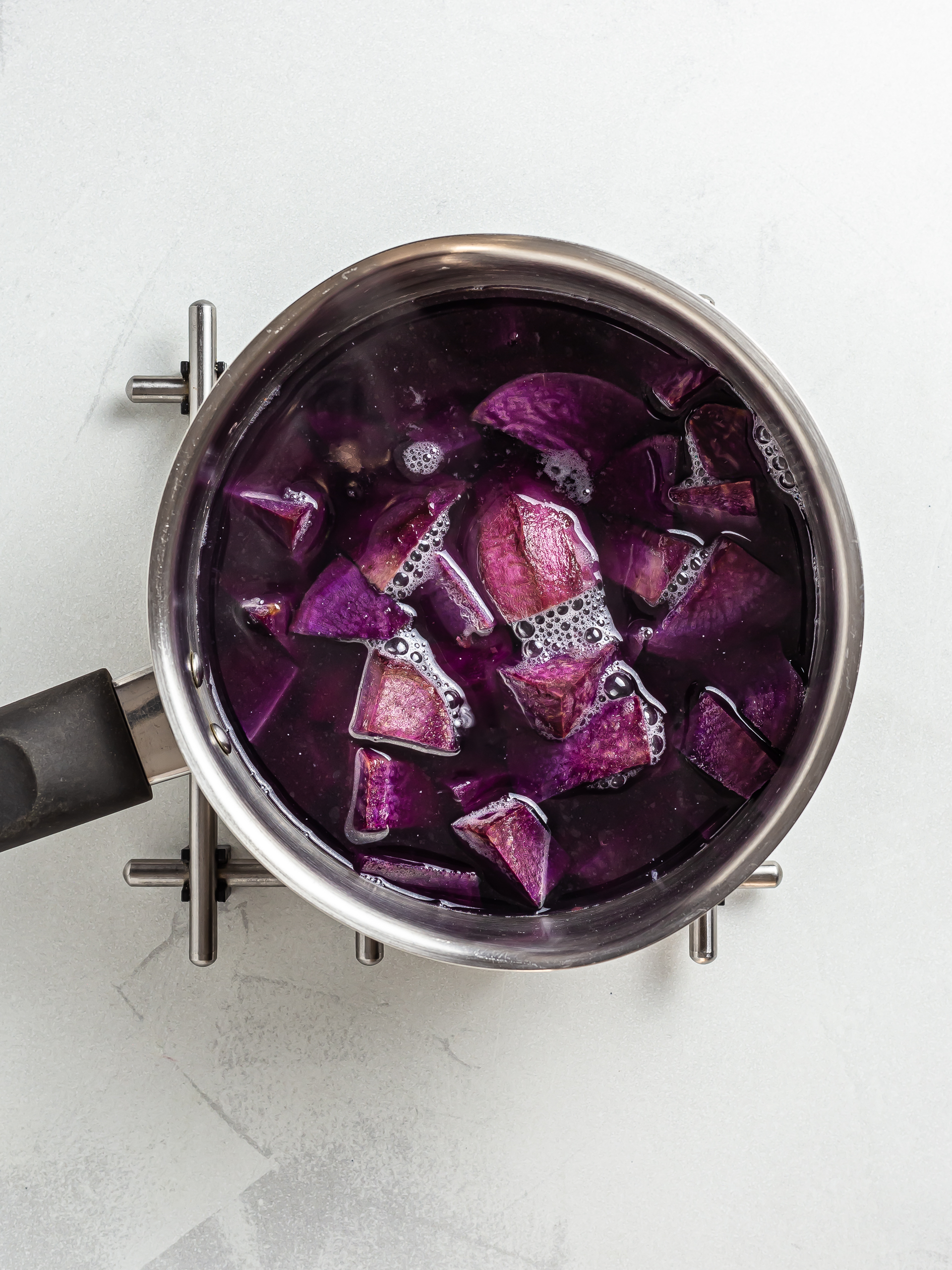 cooked purple yam ube in a pot