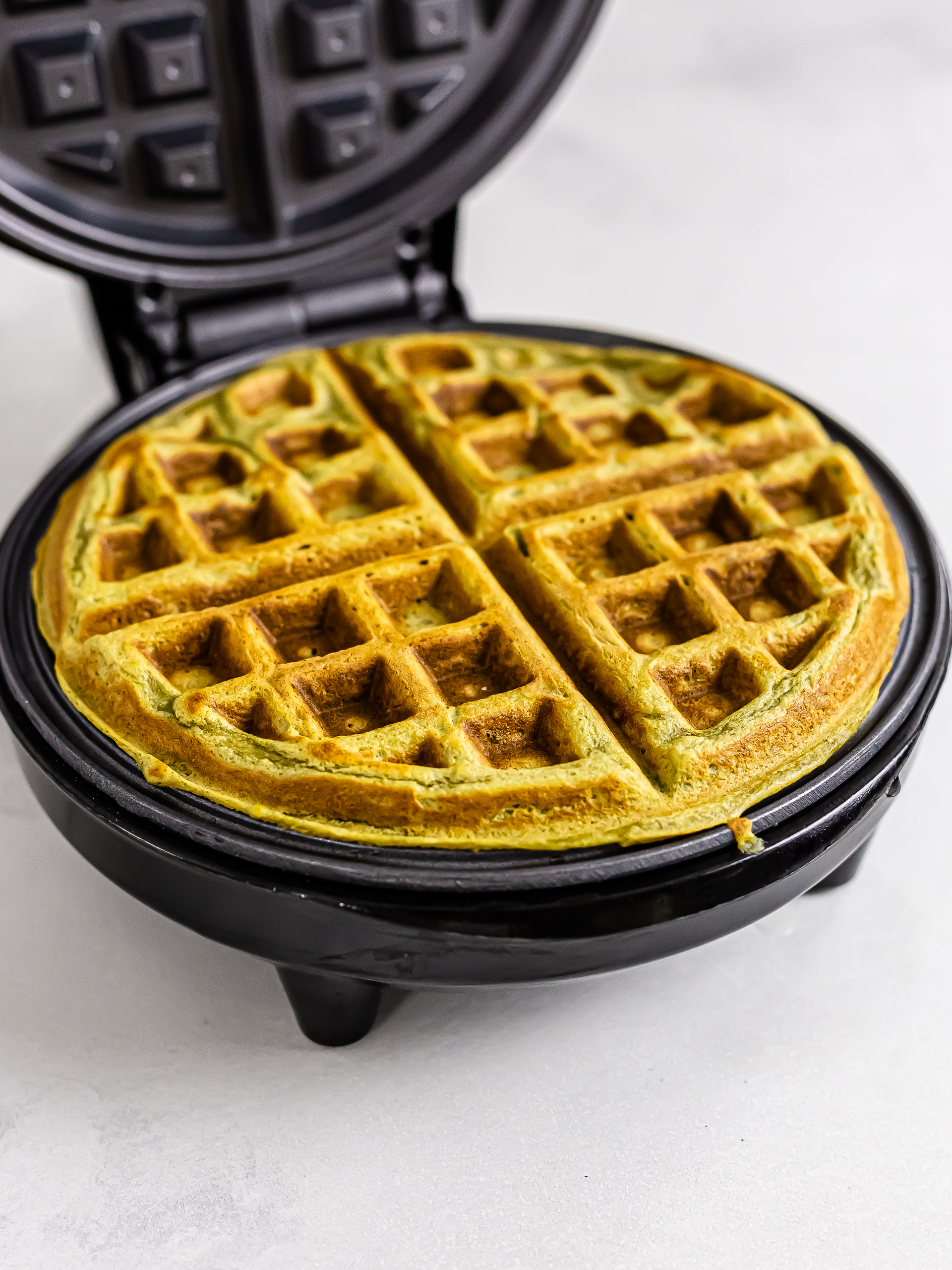 avocado waffle in a waffle machine