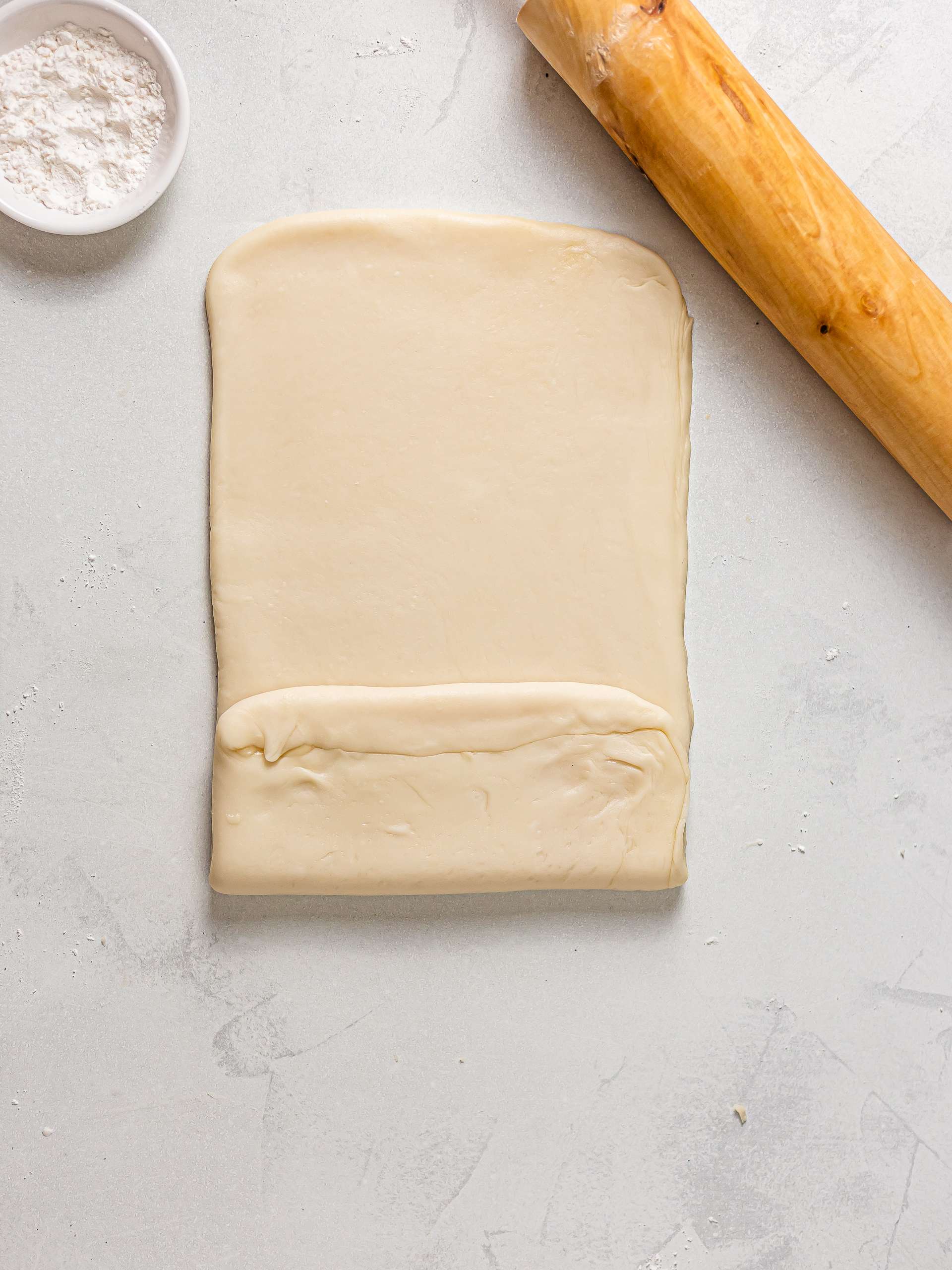 dough bottom folded for pastry dough lamination
