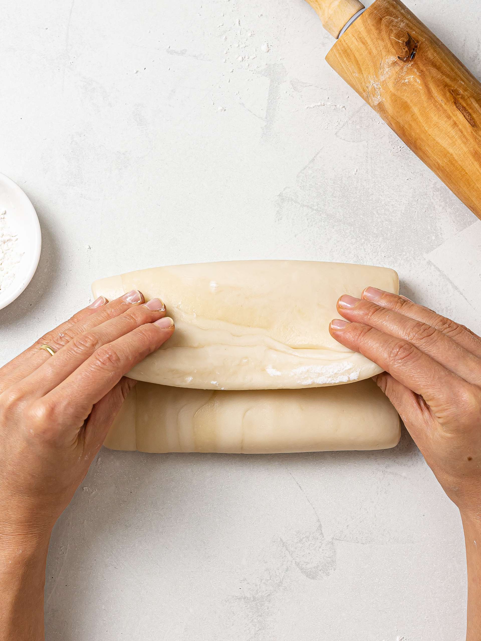 pastry dough folded like an envelope for lamination