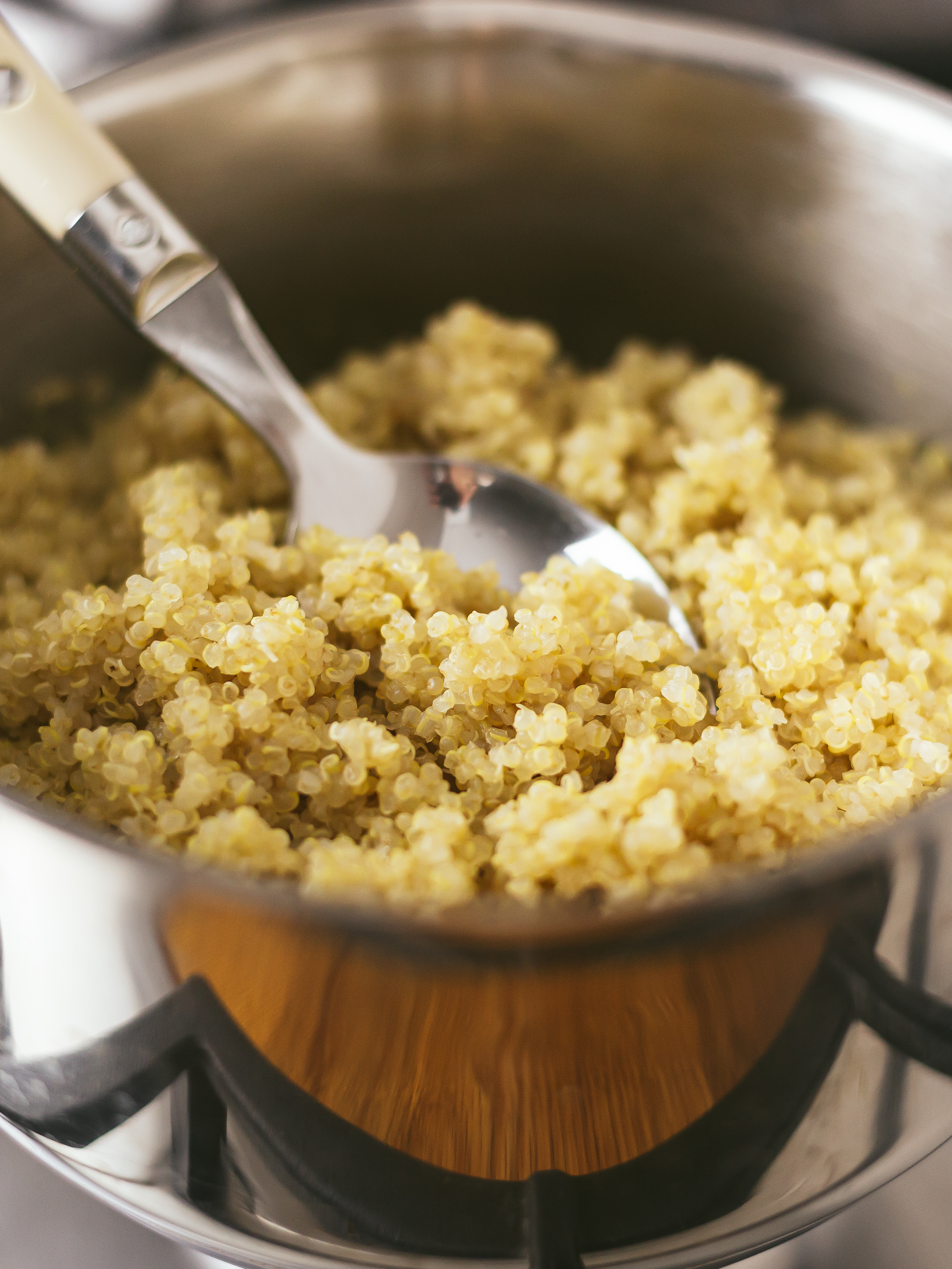 cooked quinoa in a tray