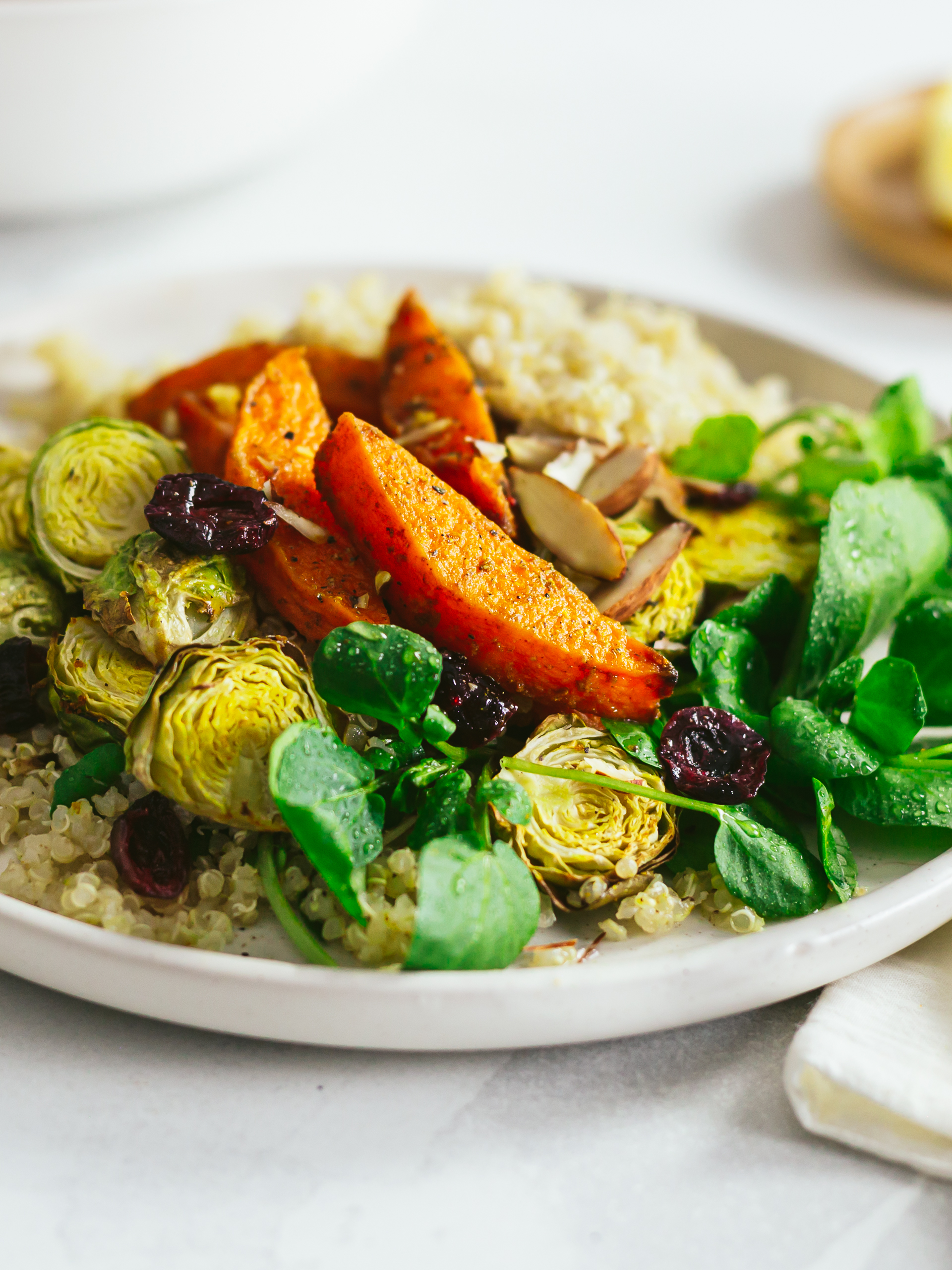 roasted pumpkin quinoa salad with watercress