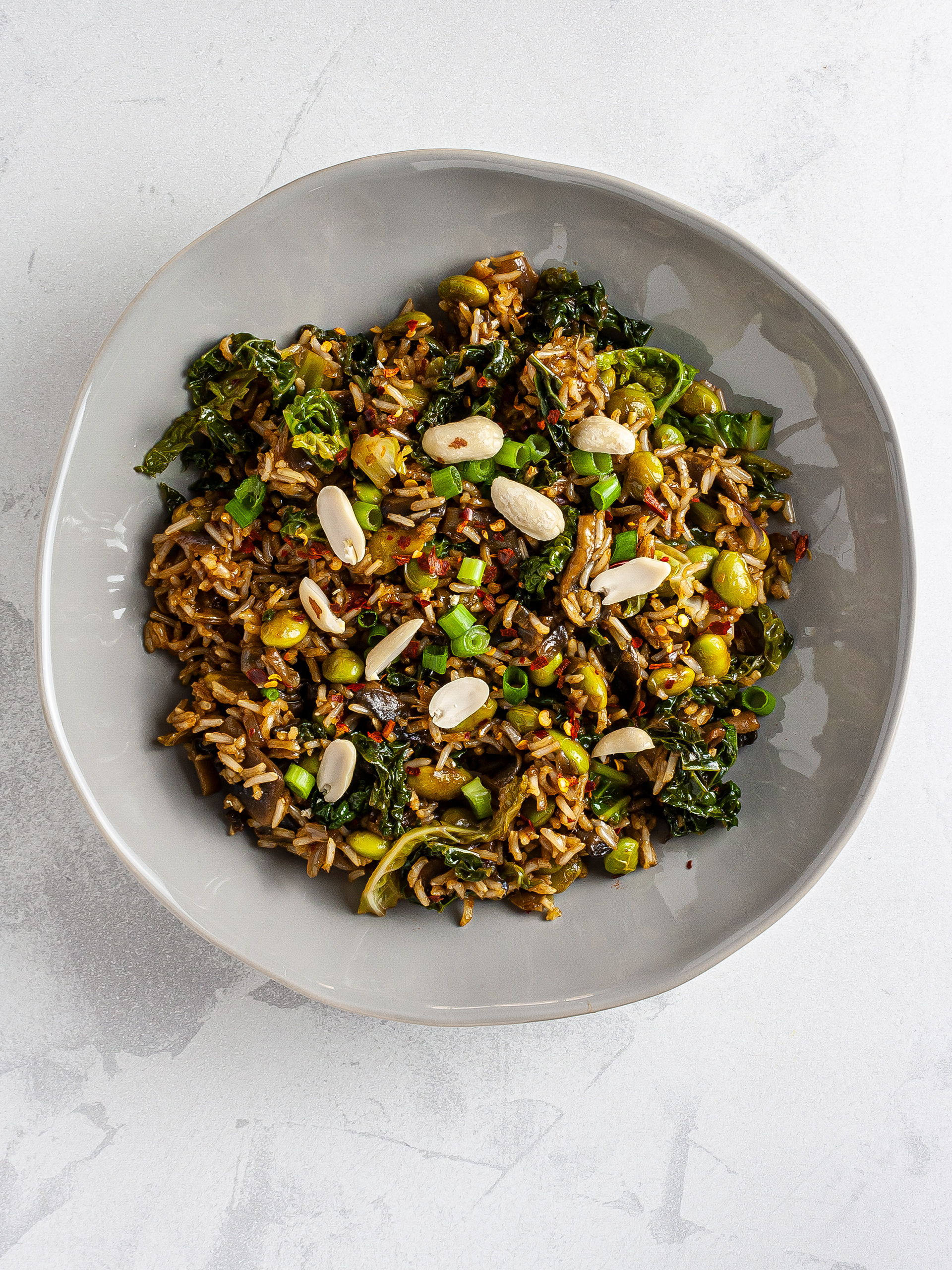 Vegan nasi goreng rice with peanuts