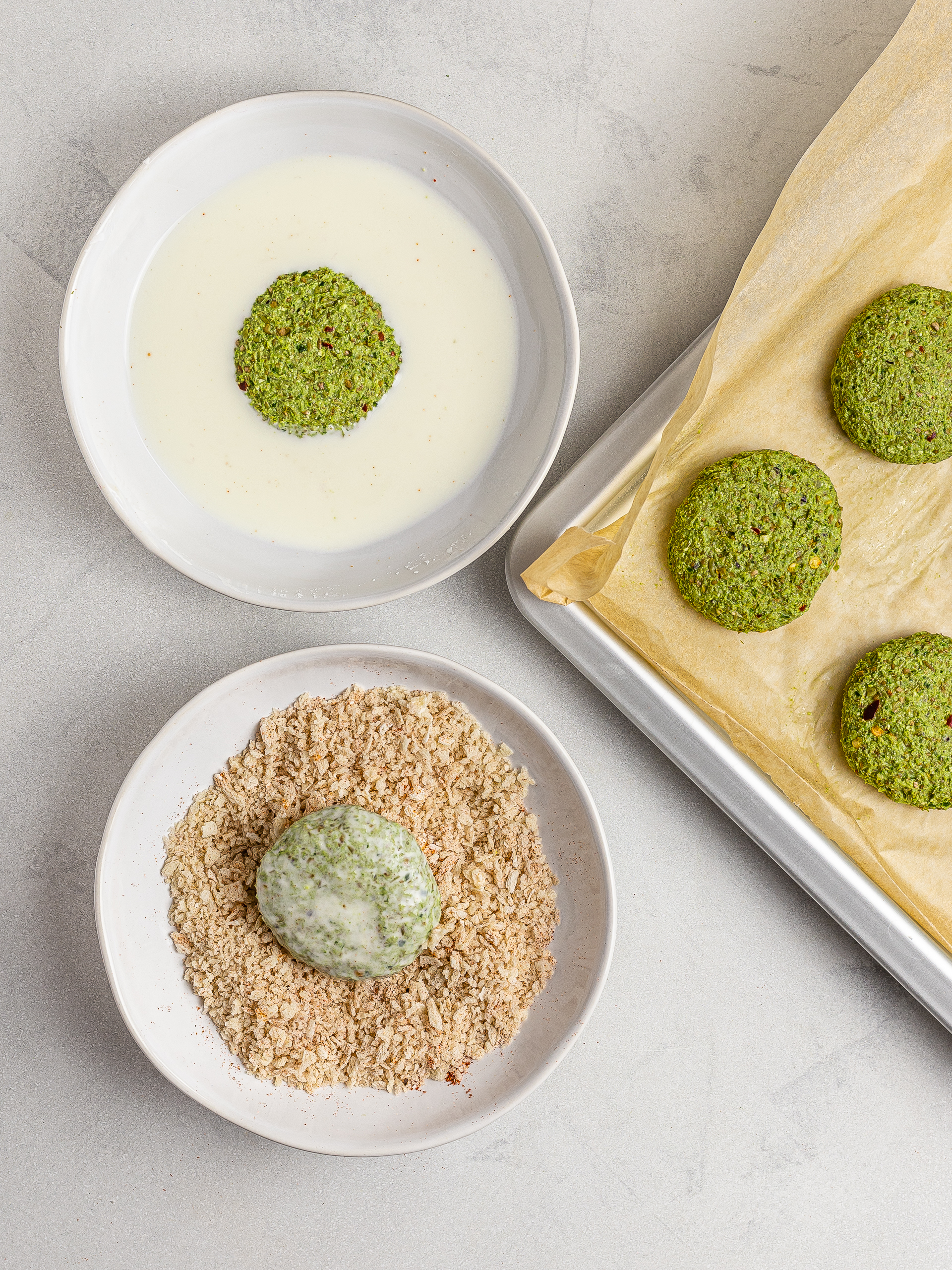 Lentil nuggets coated with breadcrumbs