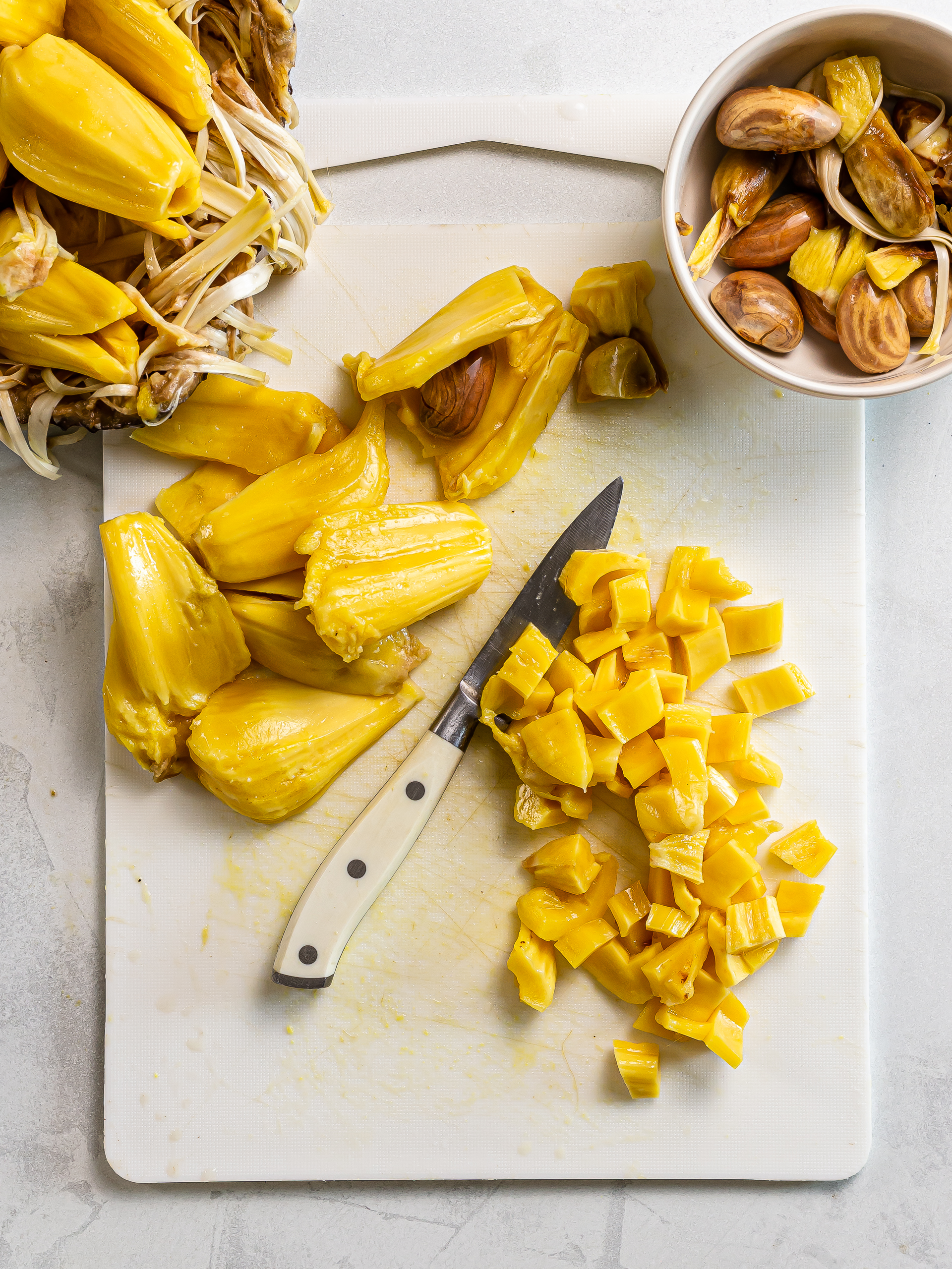 ripe jackfruit pods cut into small pieces