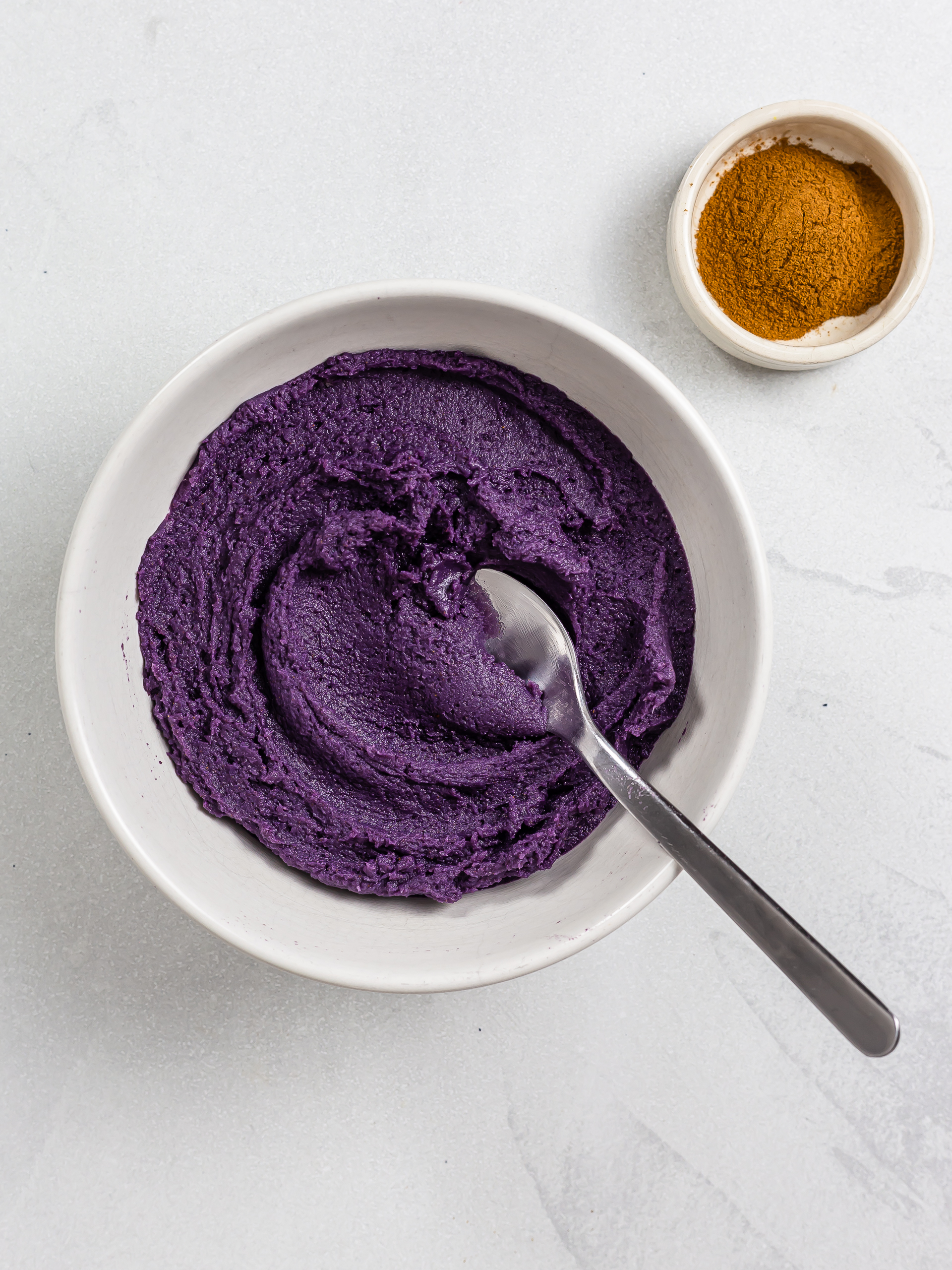 homemade ube butter spread with cinnamon