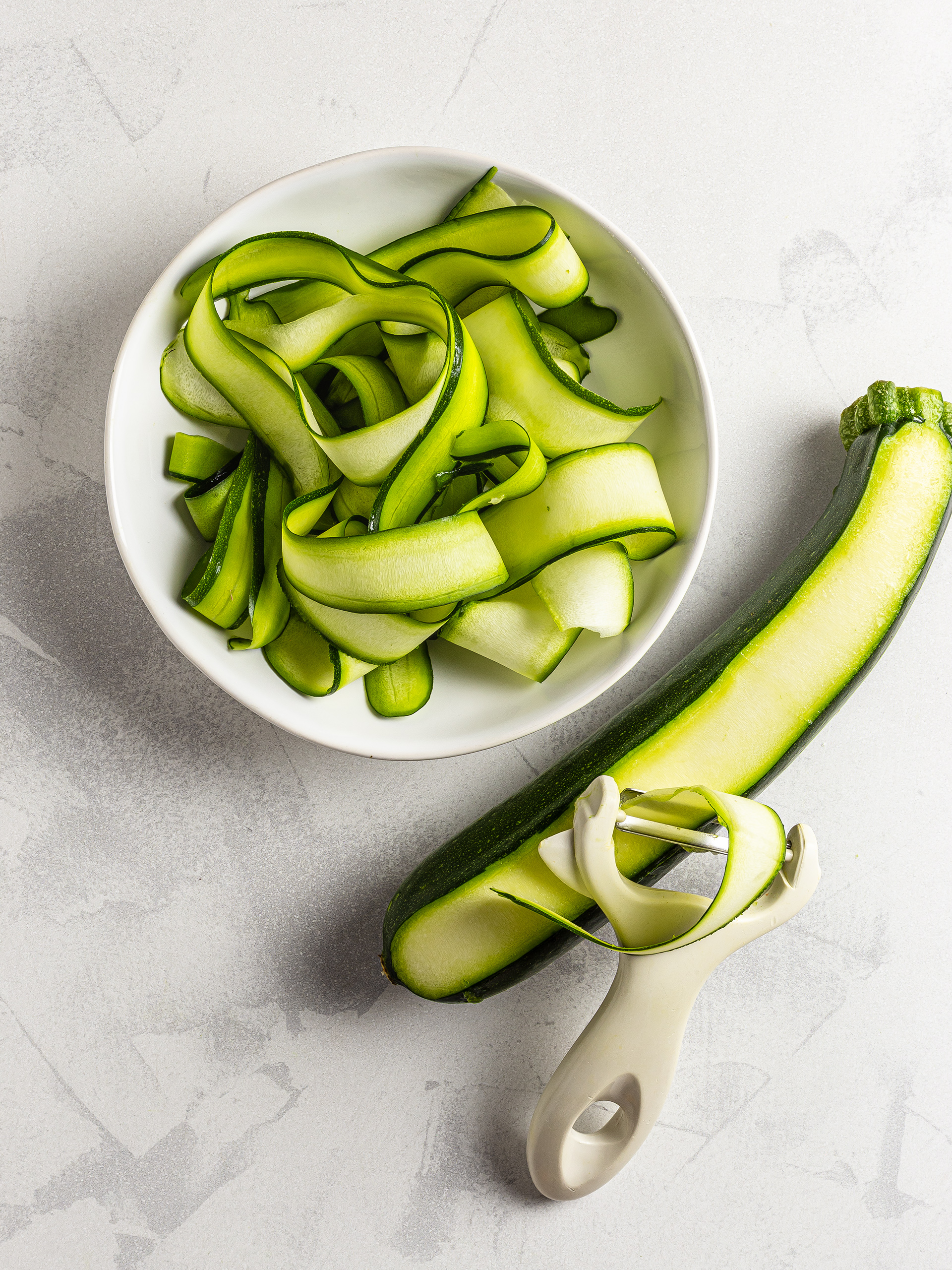 Shaved zucchini ribbons