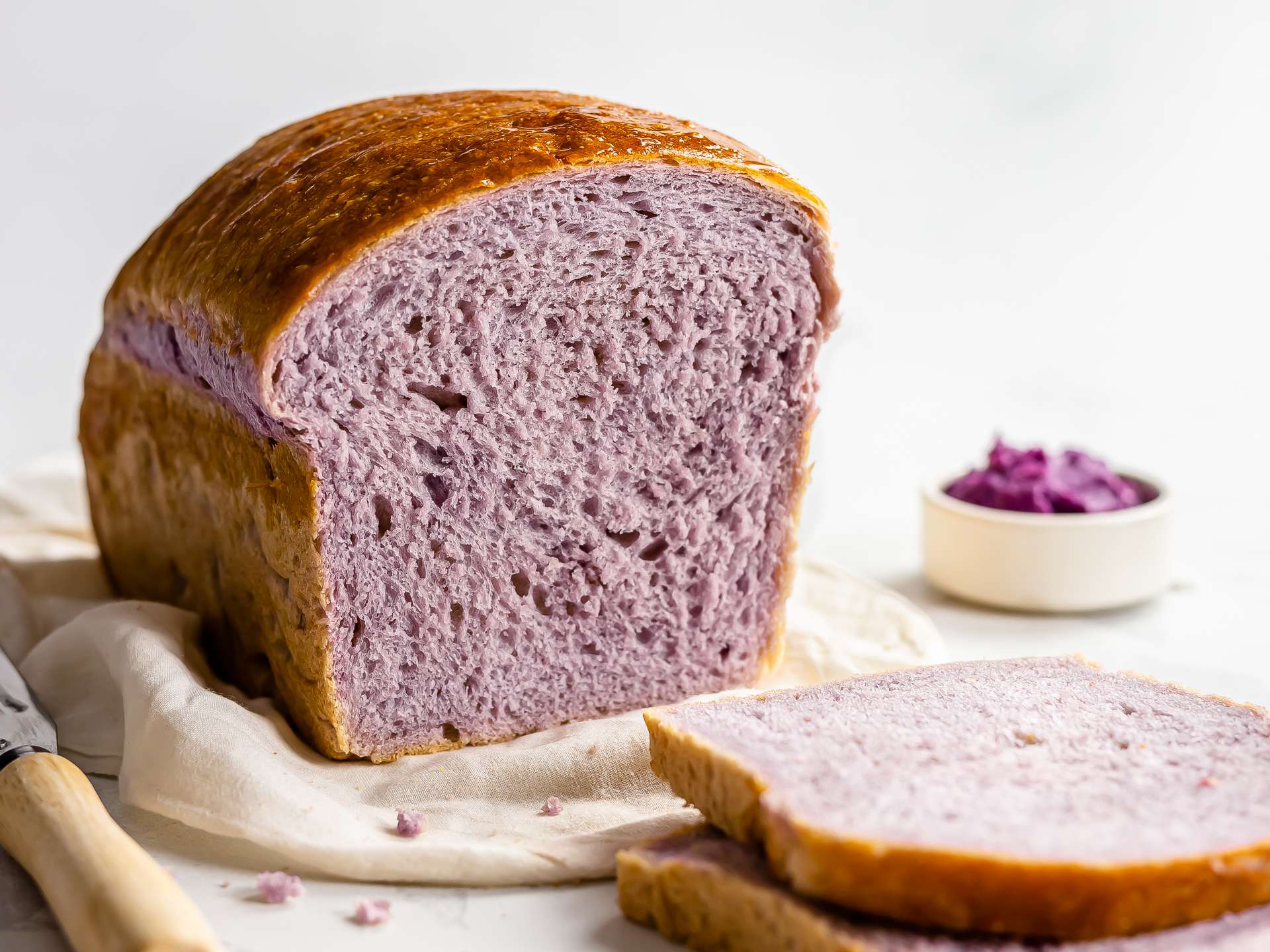 Ube Bread (Fluffy Loaf with Vegan Ube Butter)