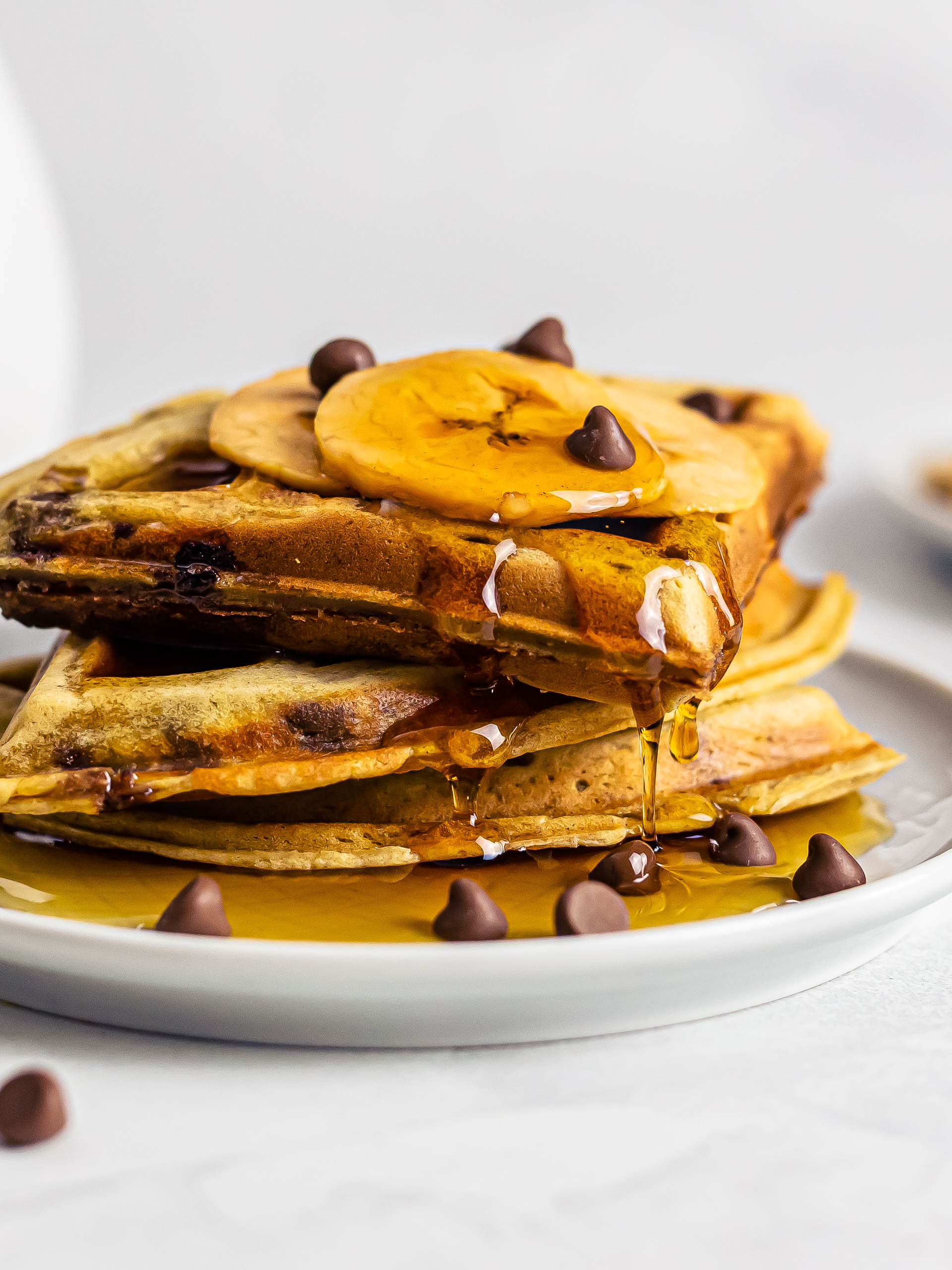 Vegan Plantain Waffles with Choc Chips