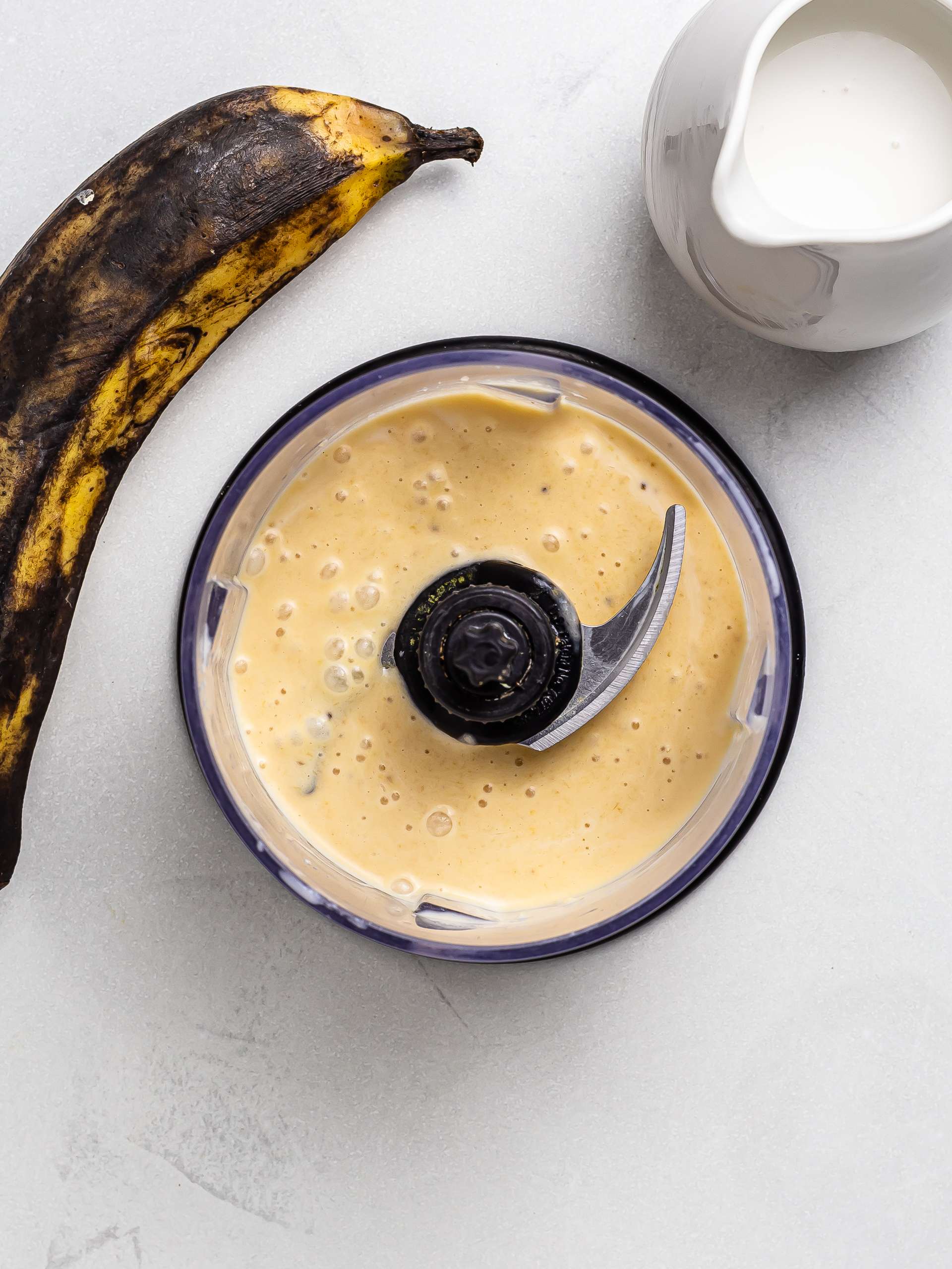 plantains blended with coconut milk and maple syrup