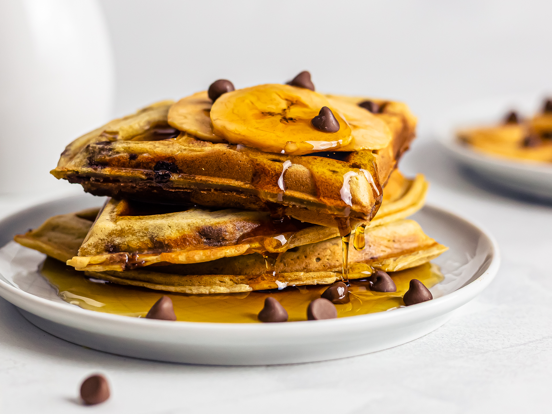 Vegan Plantain Waffles with Choc Chips