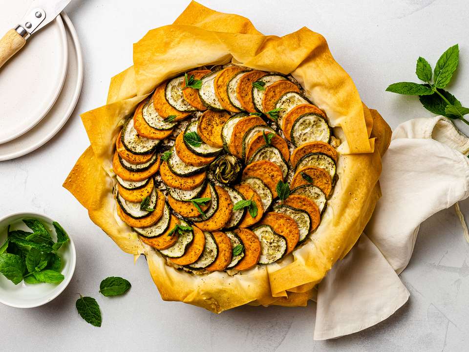 Vegan Boureki (Cretan Potato Zucchini Pie) | Foodaciously