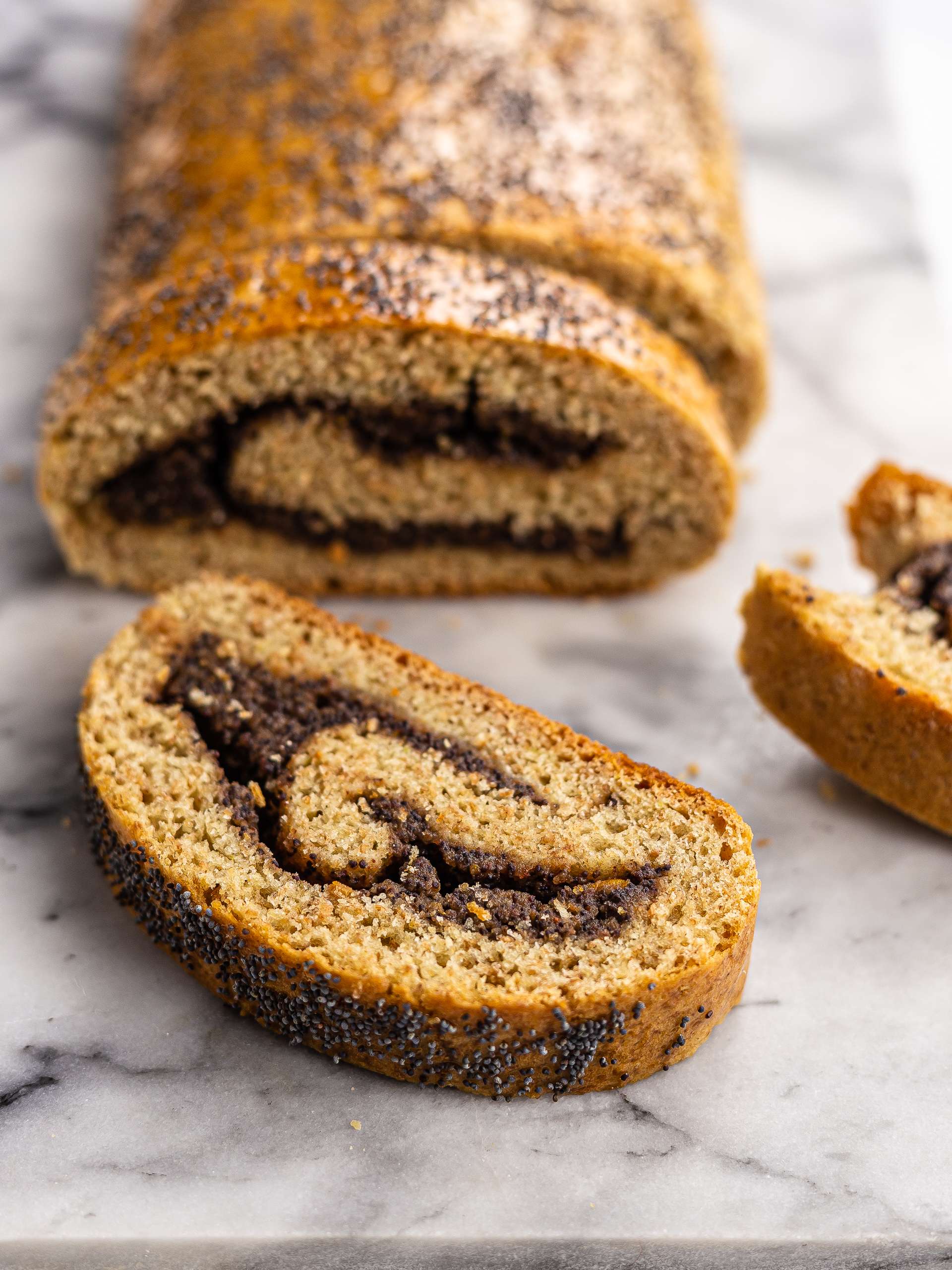 poppy seed cake roll slices
