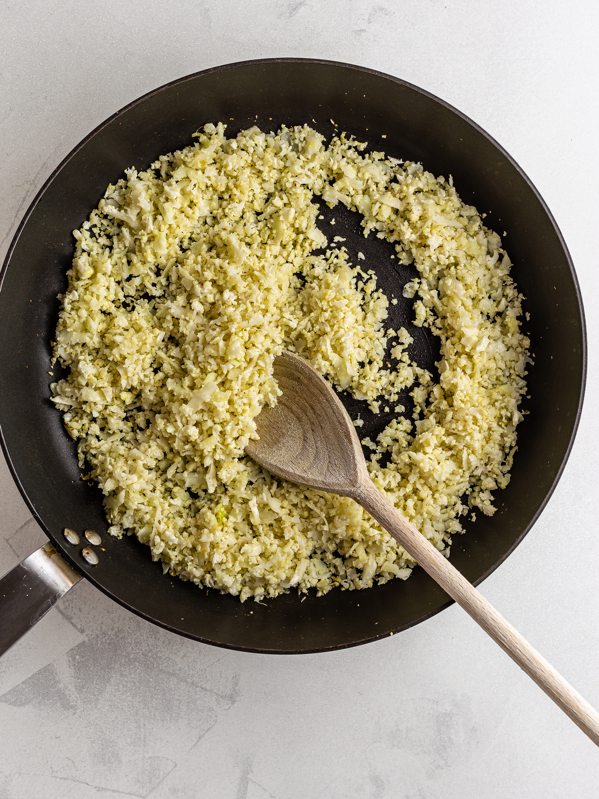 Cauliflower scramble in a skillet