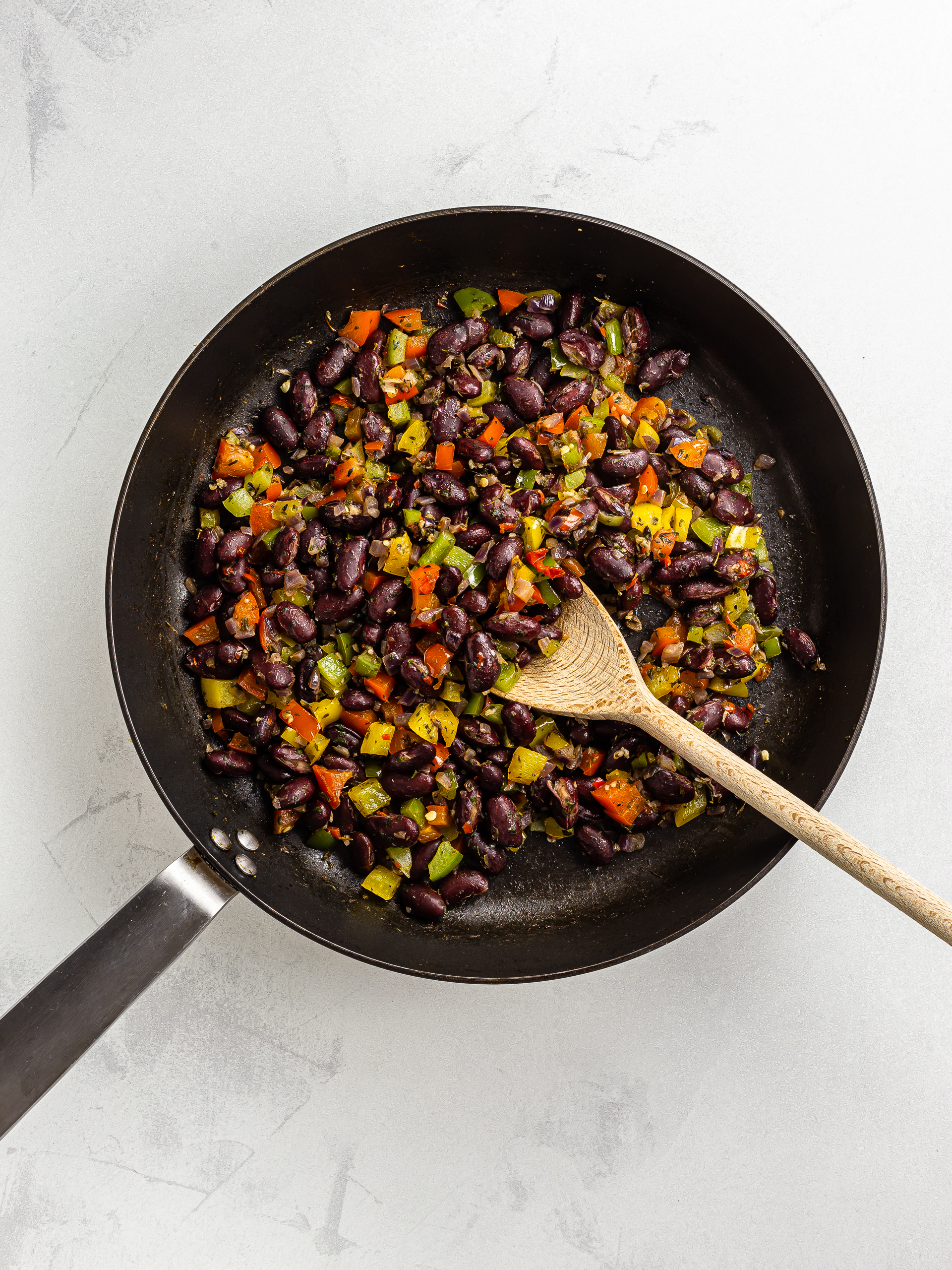 vegetable patty filling with red beans and peppers