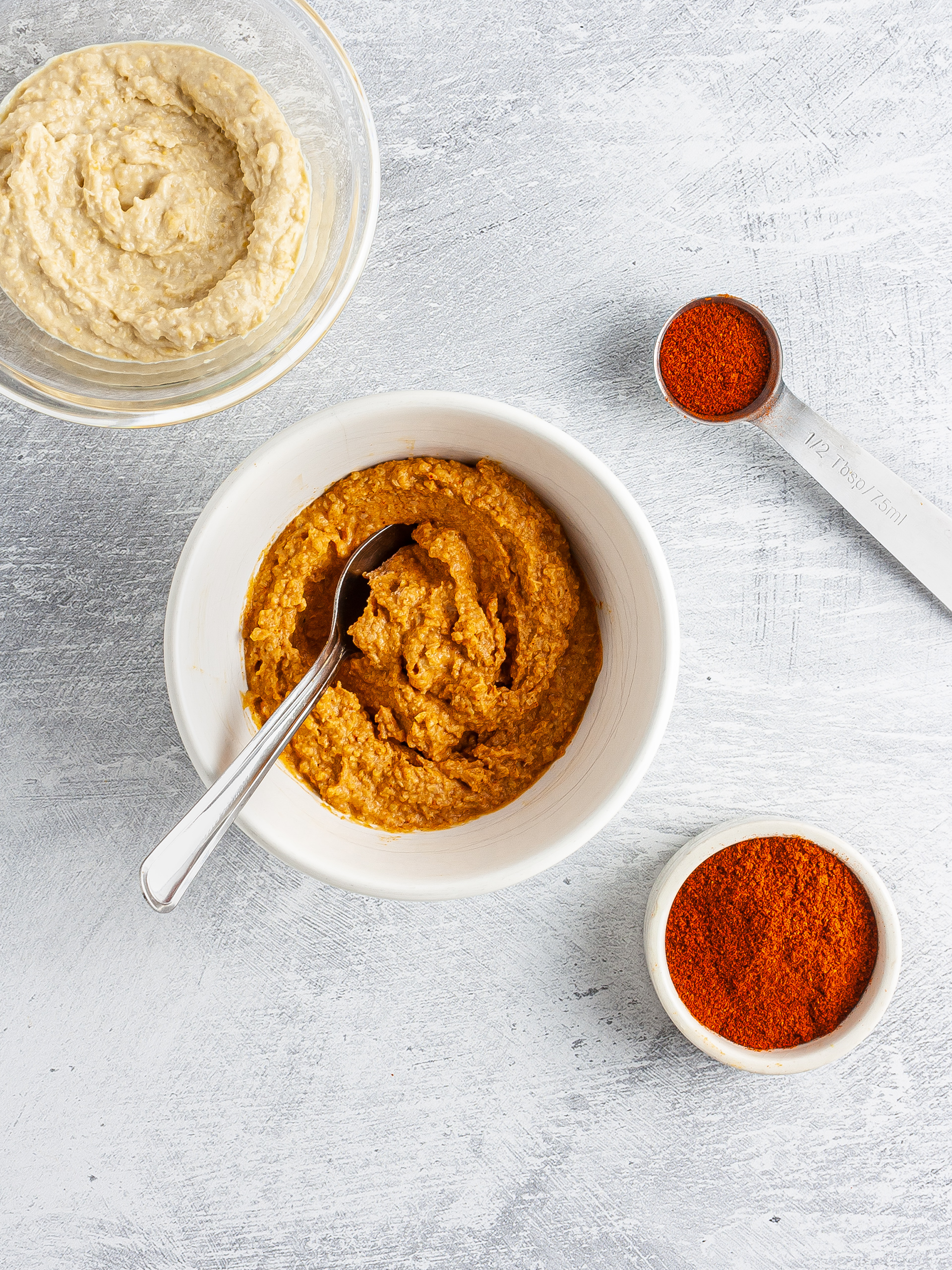 Hummus mixed with paprika