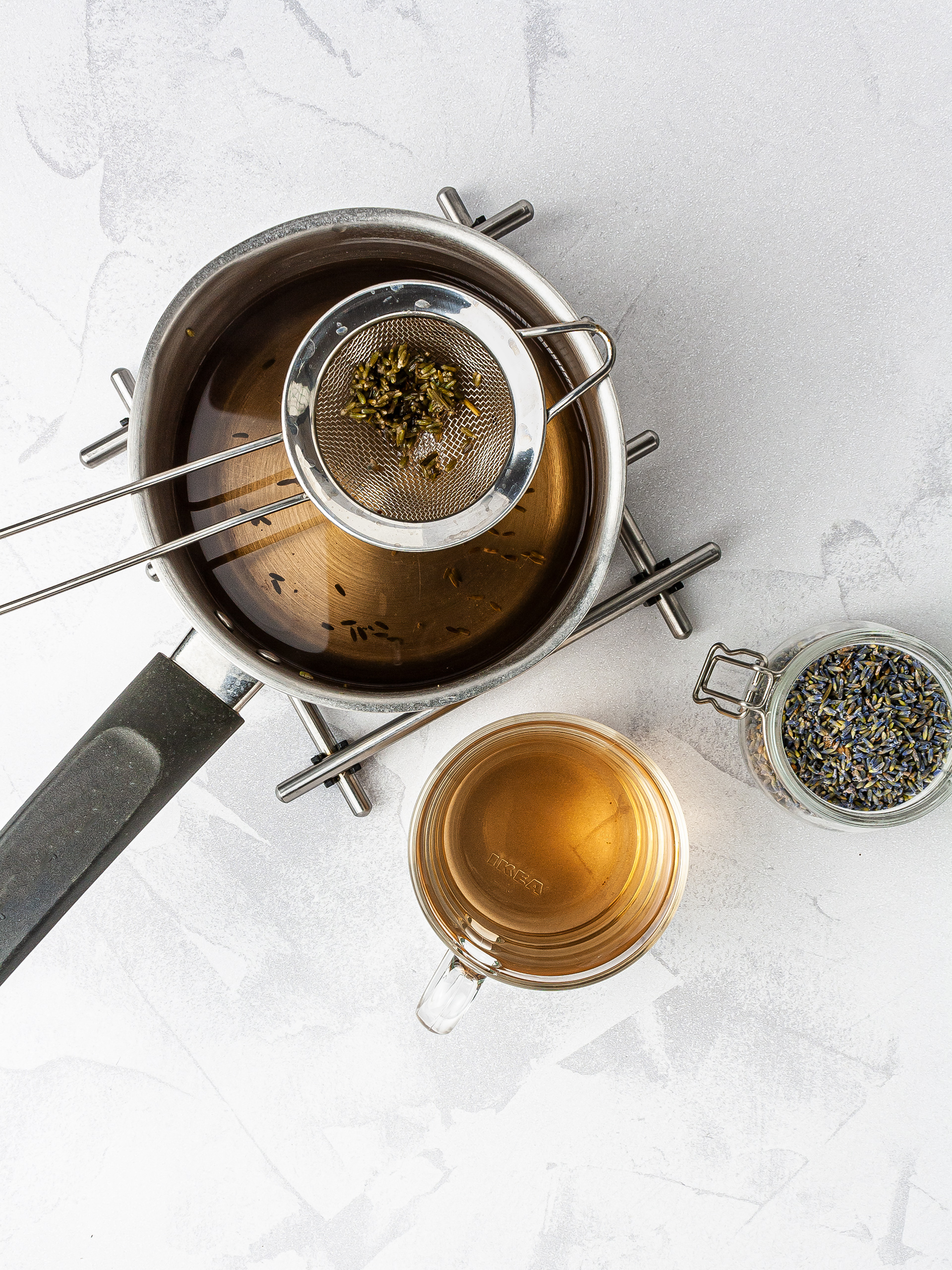 Lavender tea steeping