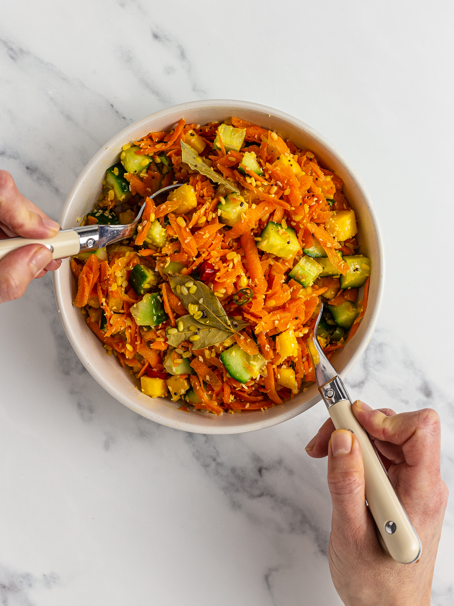 carrot kosambari salad with mung dal