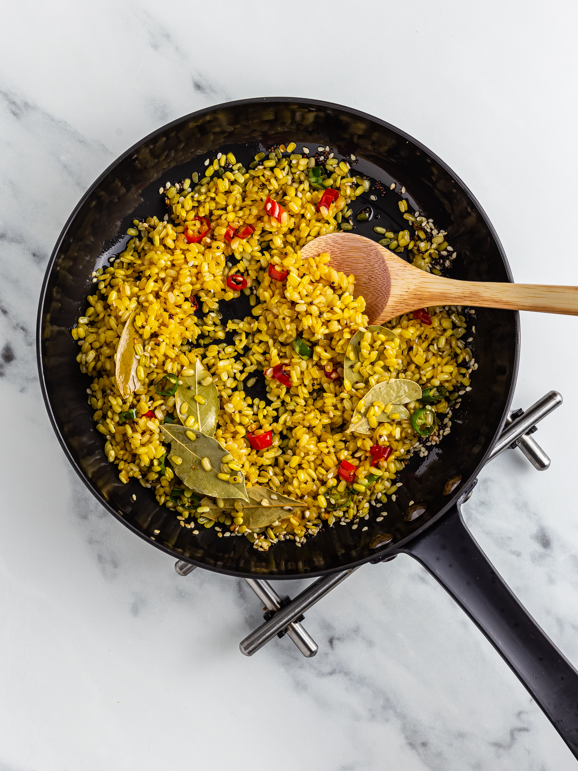 mung dal tempered with curry leaves seasoning