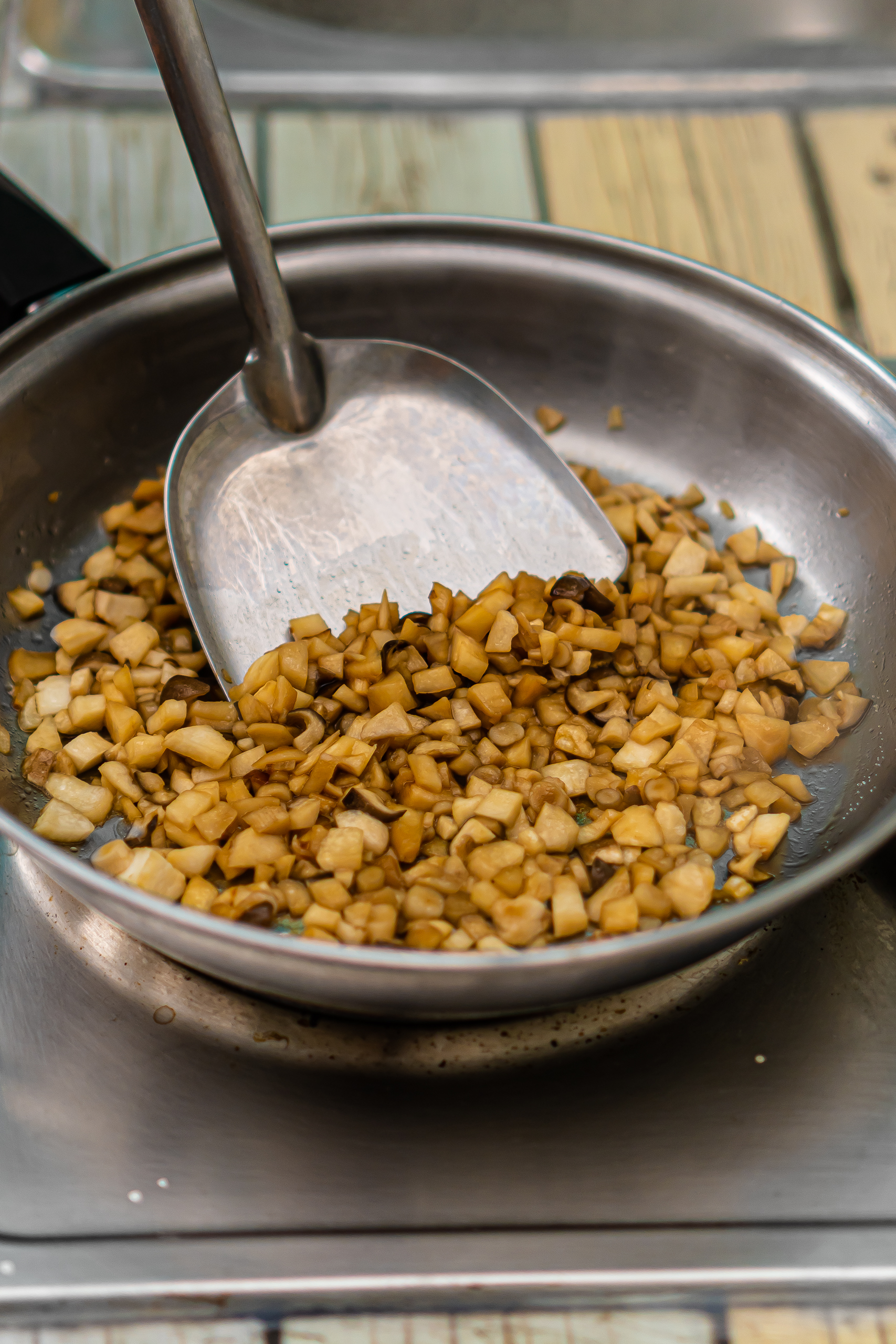 chopped mushrooms cooked with teriyaki sauce