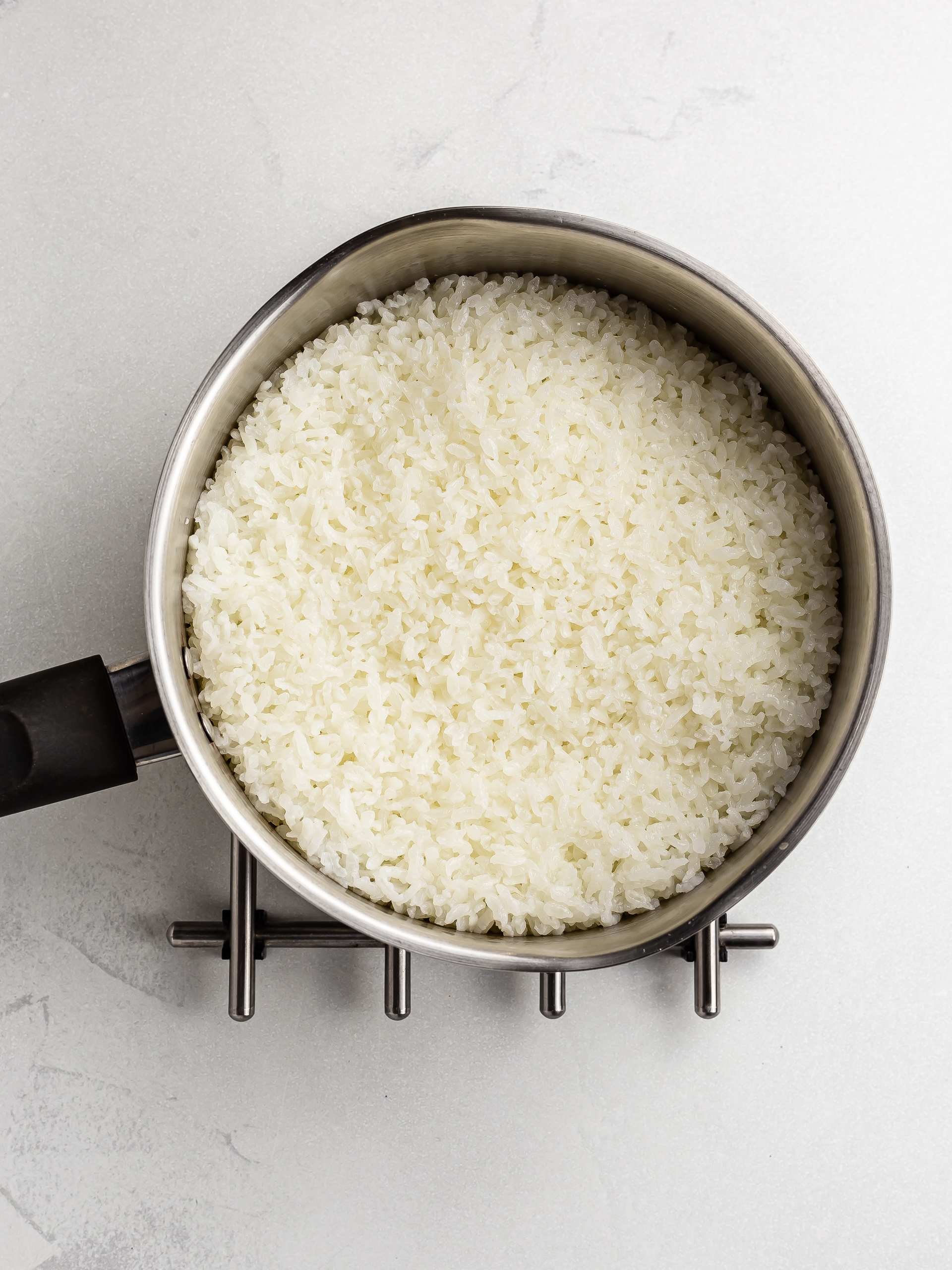 cooked sushi rice in a pot