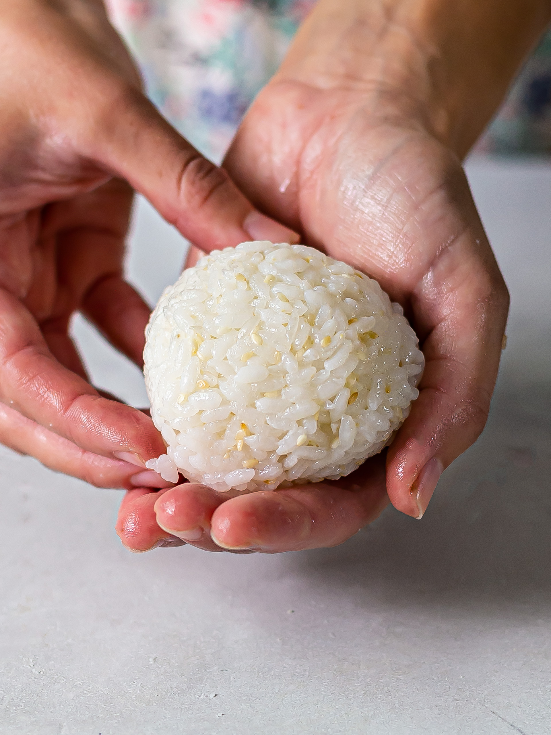 sushi rice wrapped into a ball