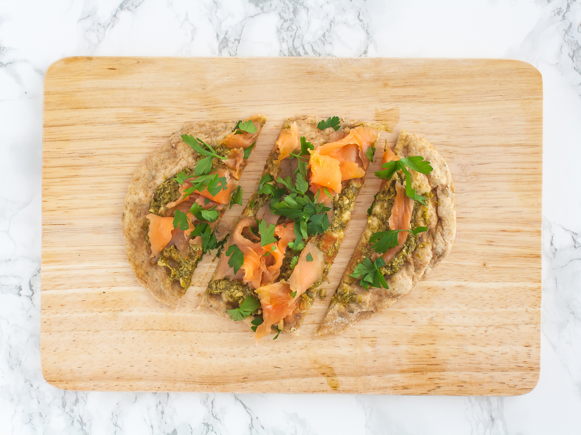 Step 4.1 of Smoked Salmon Flatbread with Pesto Recipe