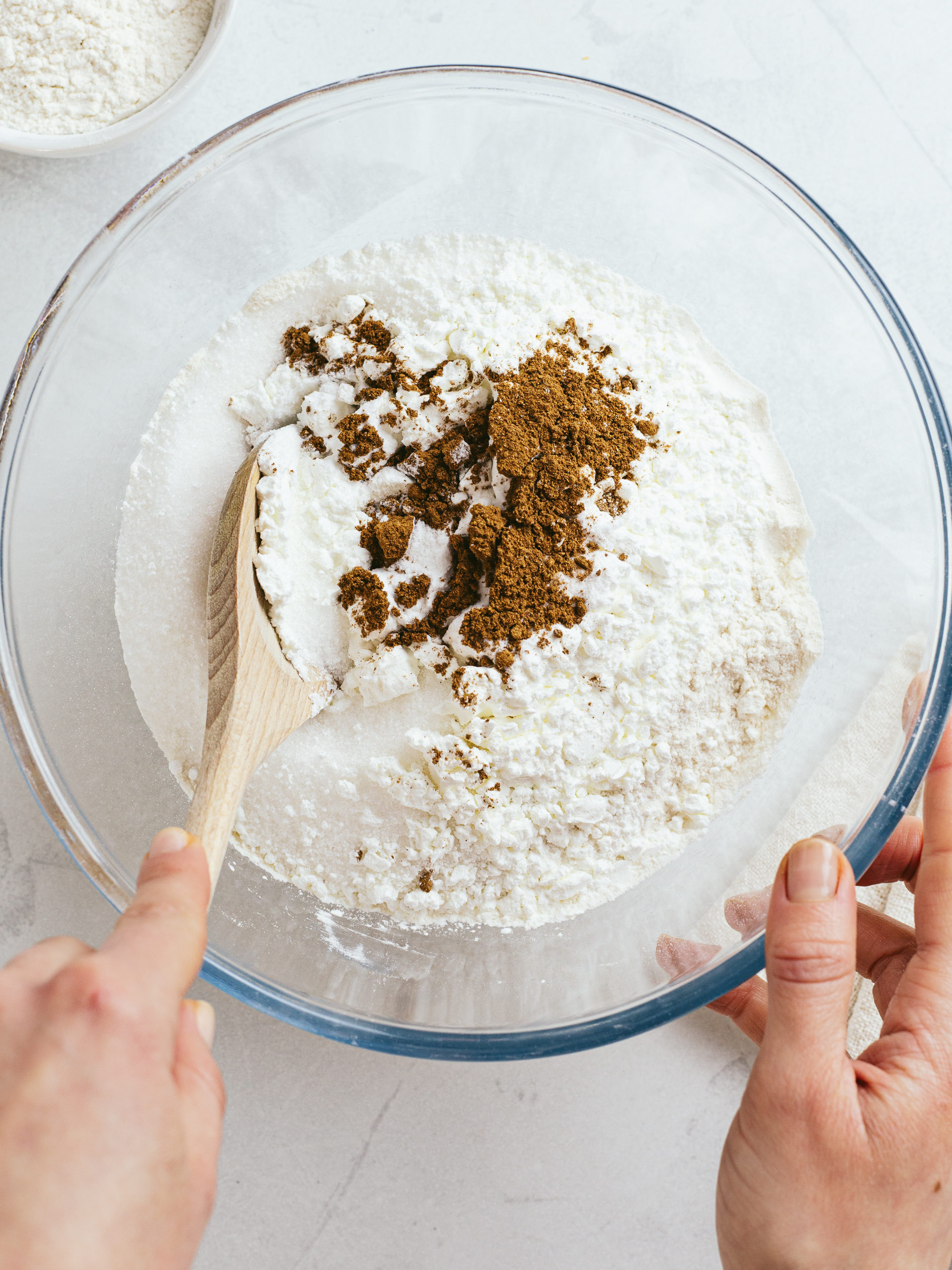 dry ingredients mixed in a bowl for cake batter