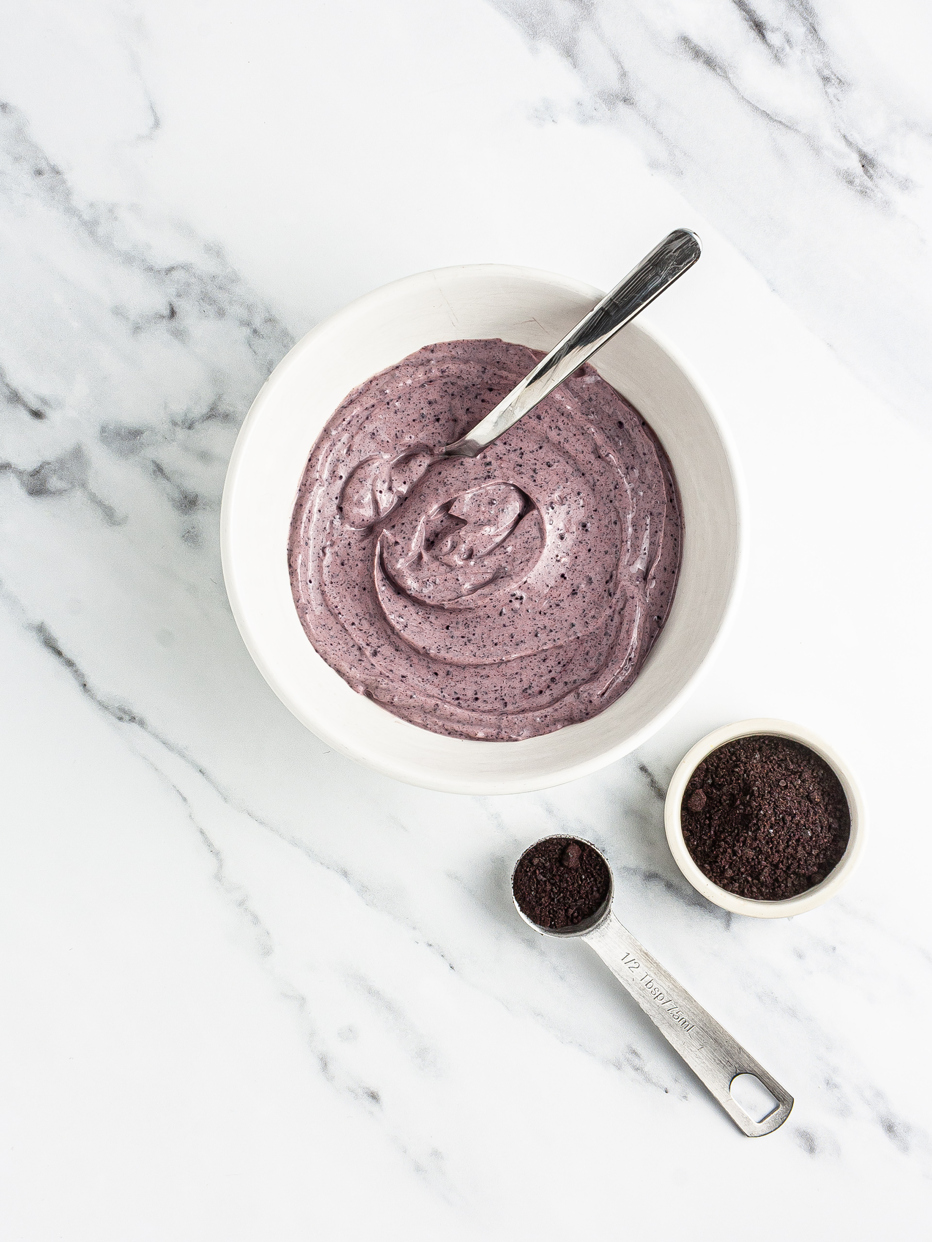 Acai berry powder mixed with yogurt