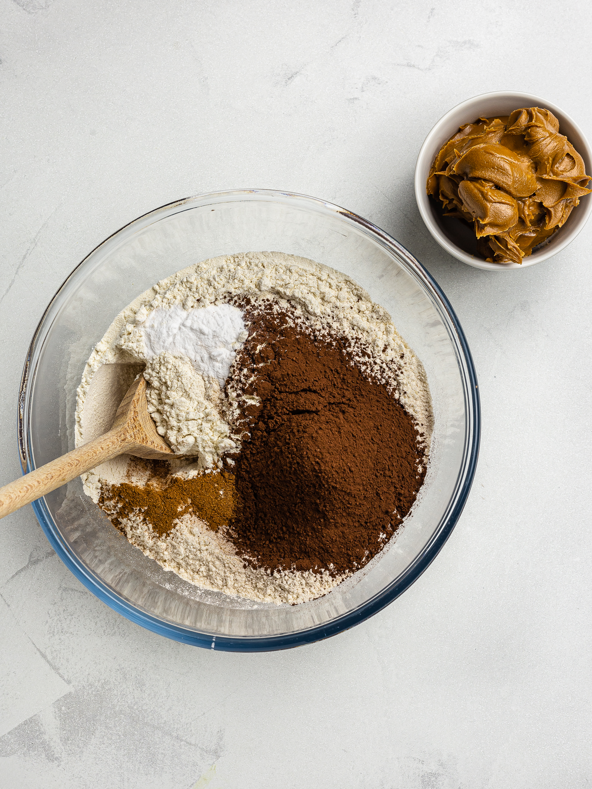 vegan biscoff cake ingredients in a bowl