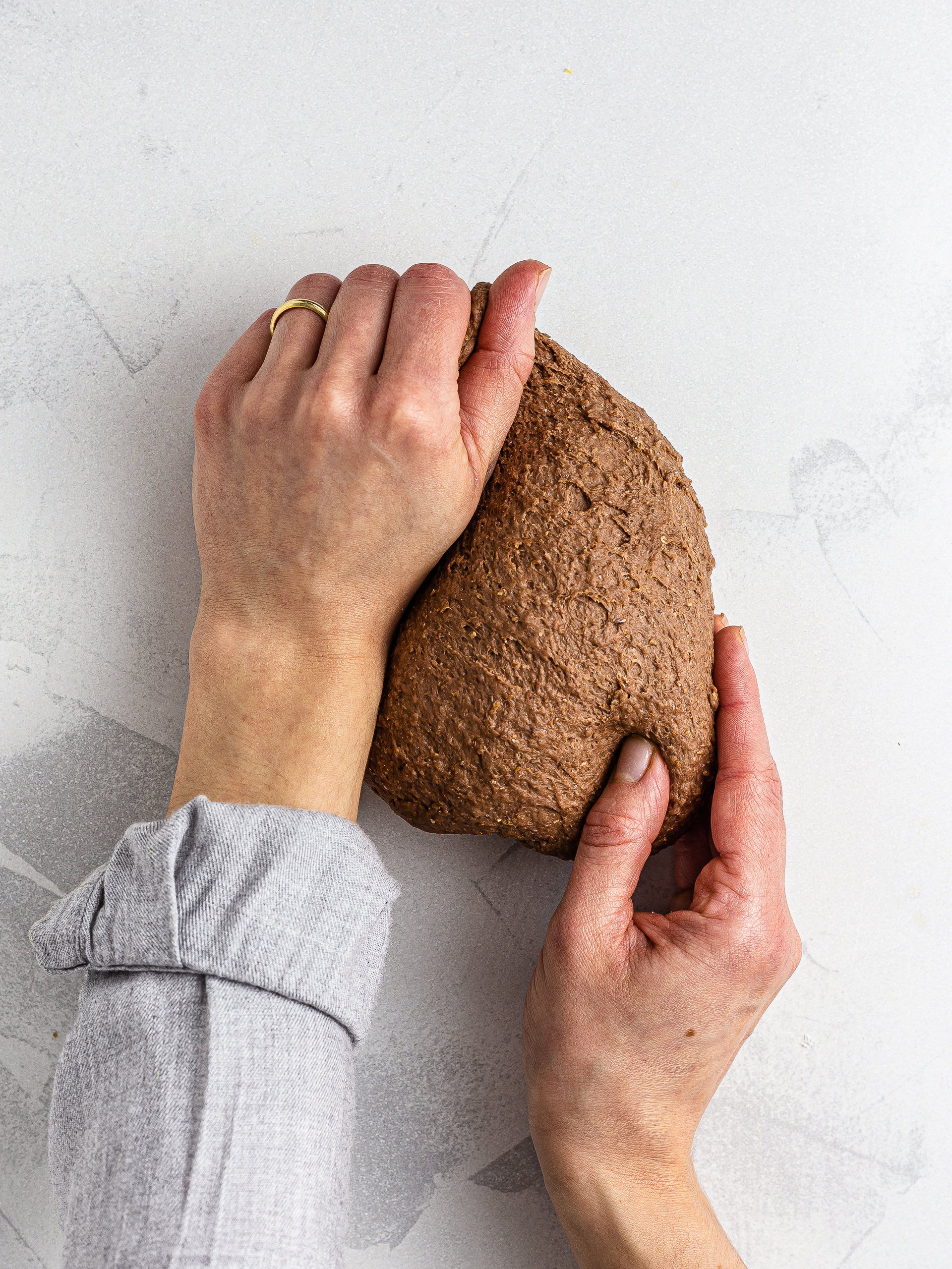 kneading the vegan cannoli shell dough