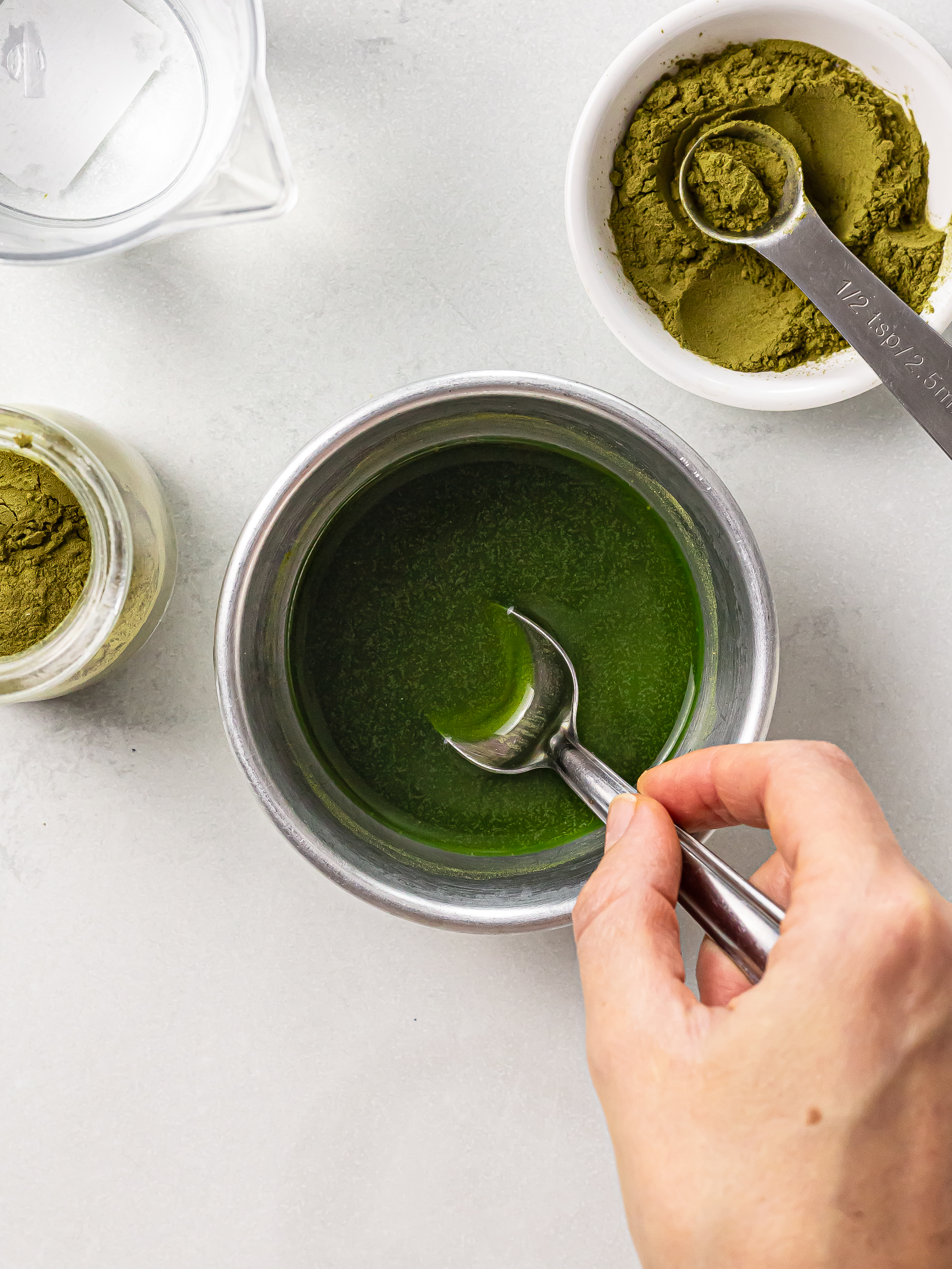 matcha dissolved in water for matcha lemonade