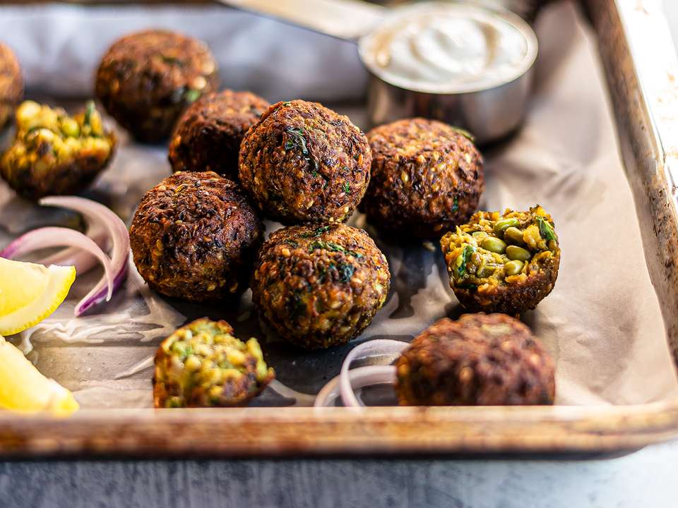 Baked Mung Bean Falafel (No Chickpeas) | Foodaciously
