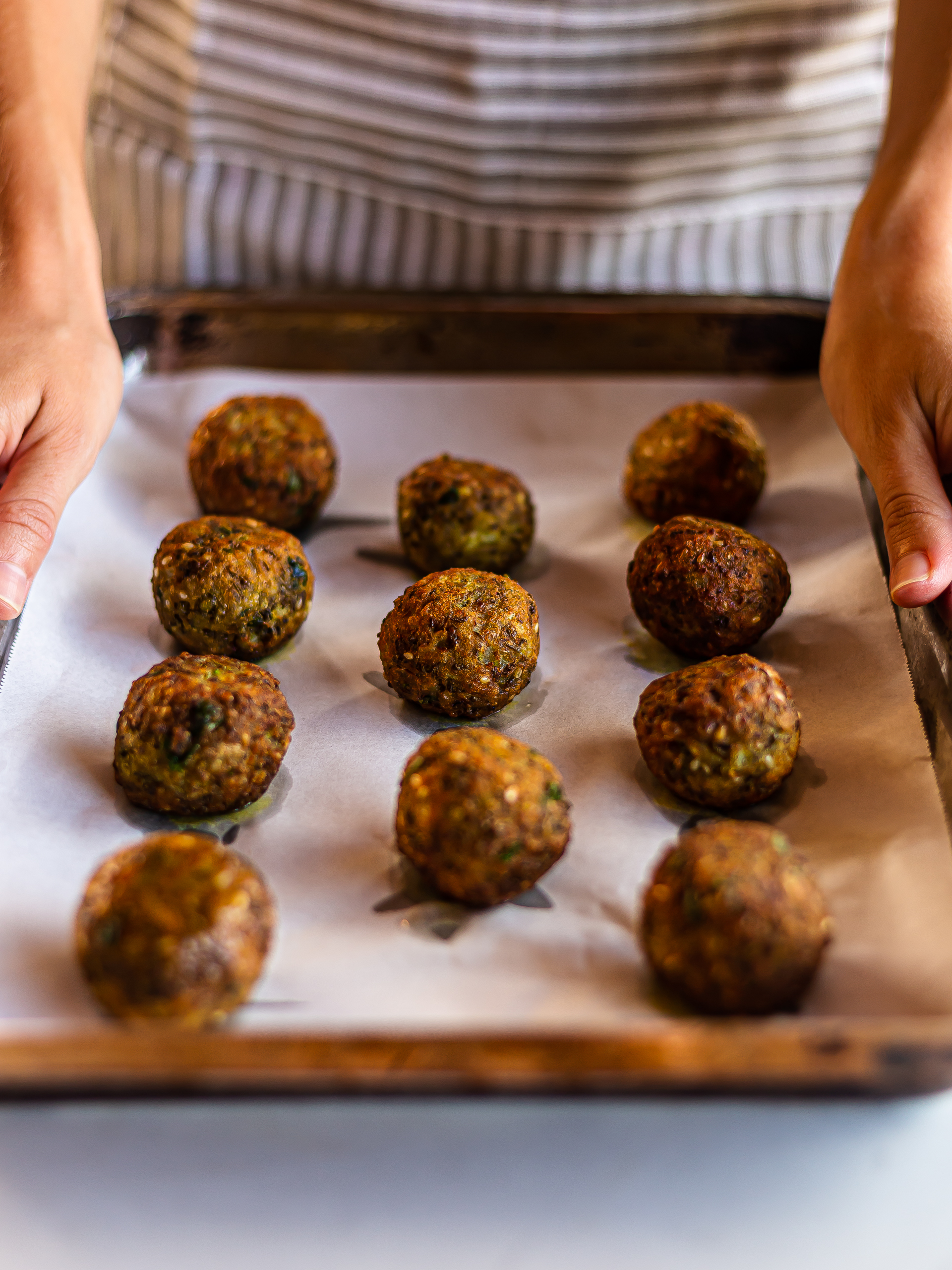 oven baked mung bean falafel balls