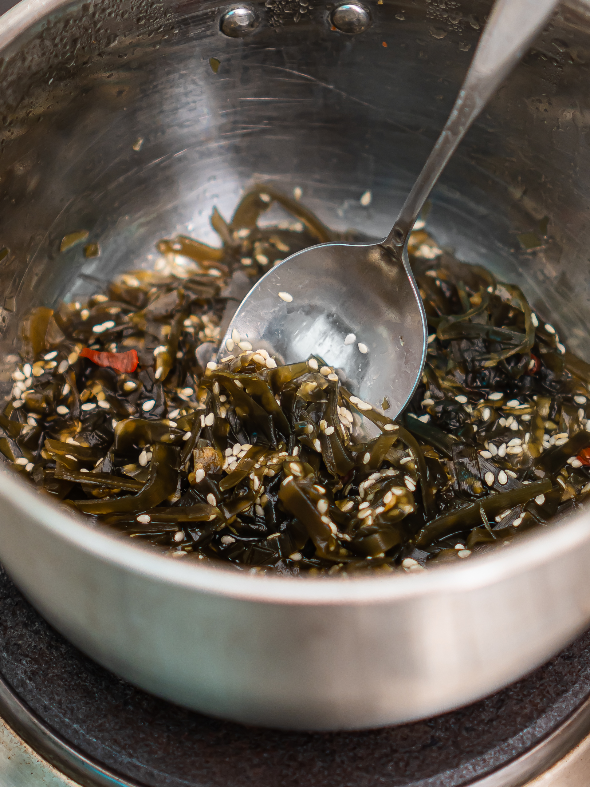 kelp tsukudani cooked in a pot