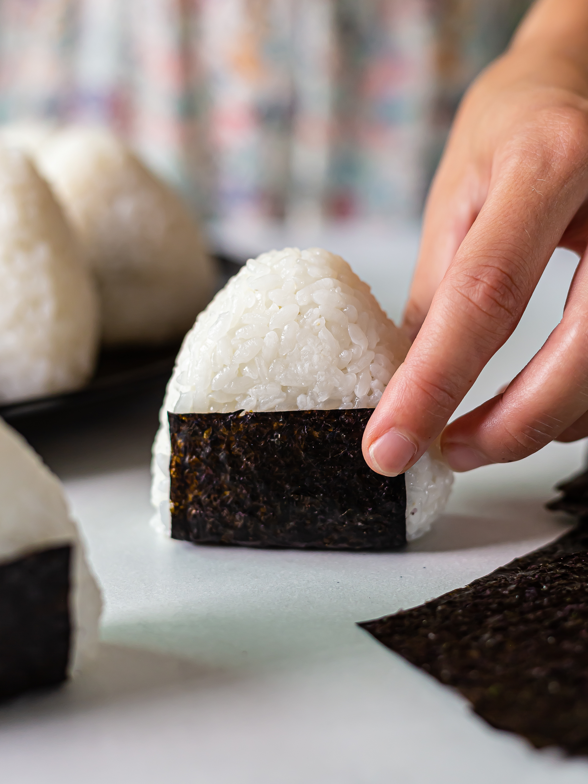 onigiri rice balls wrapped with nori sheet