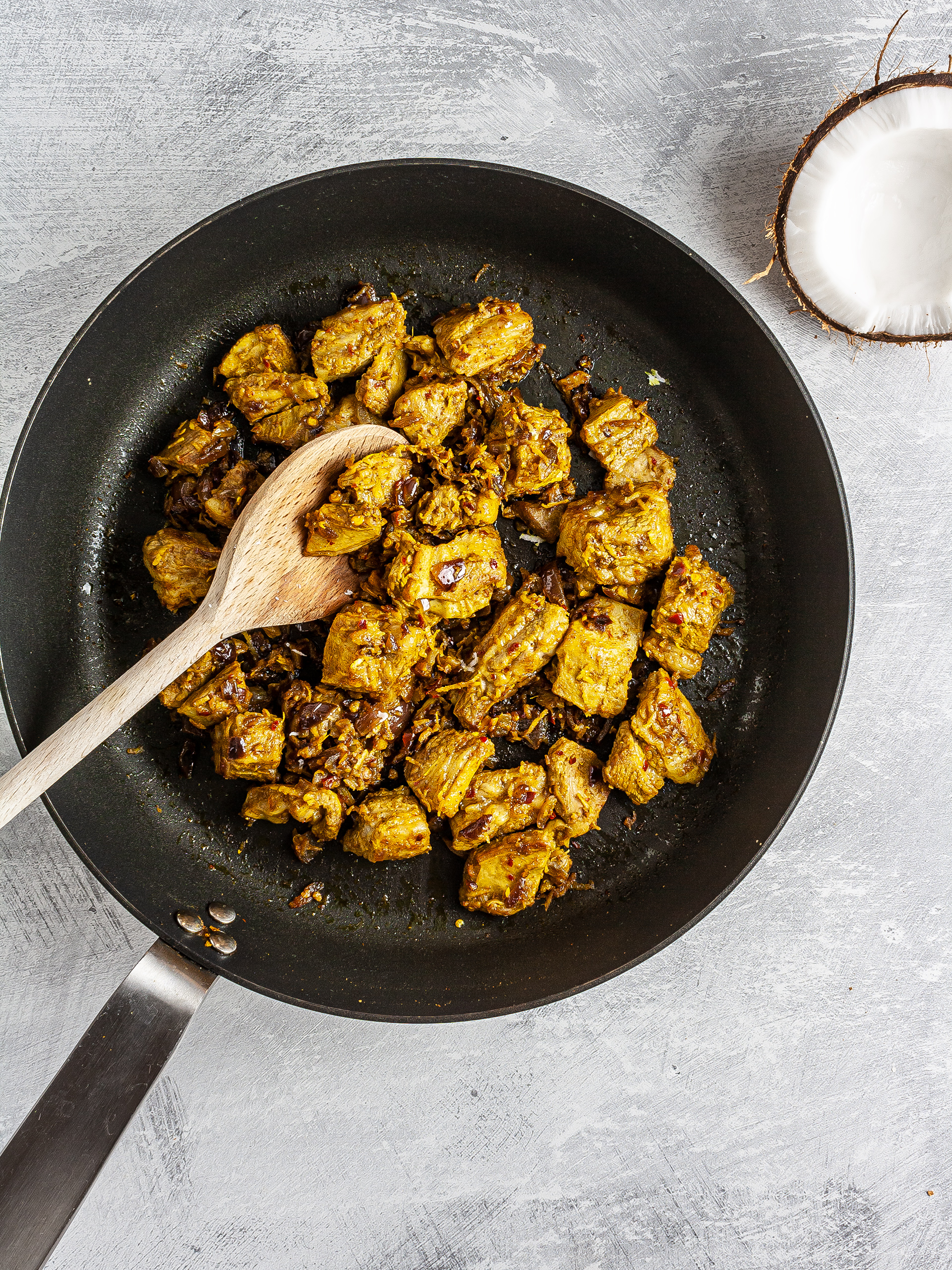 Seared lamb with coconut and garam masala