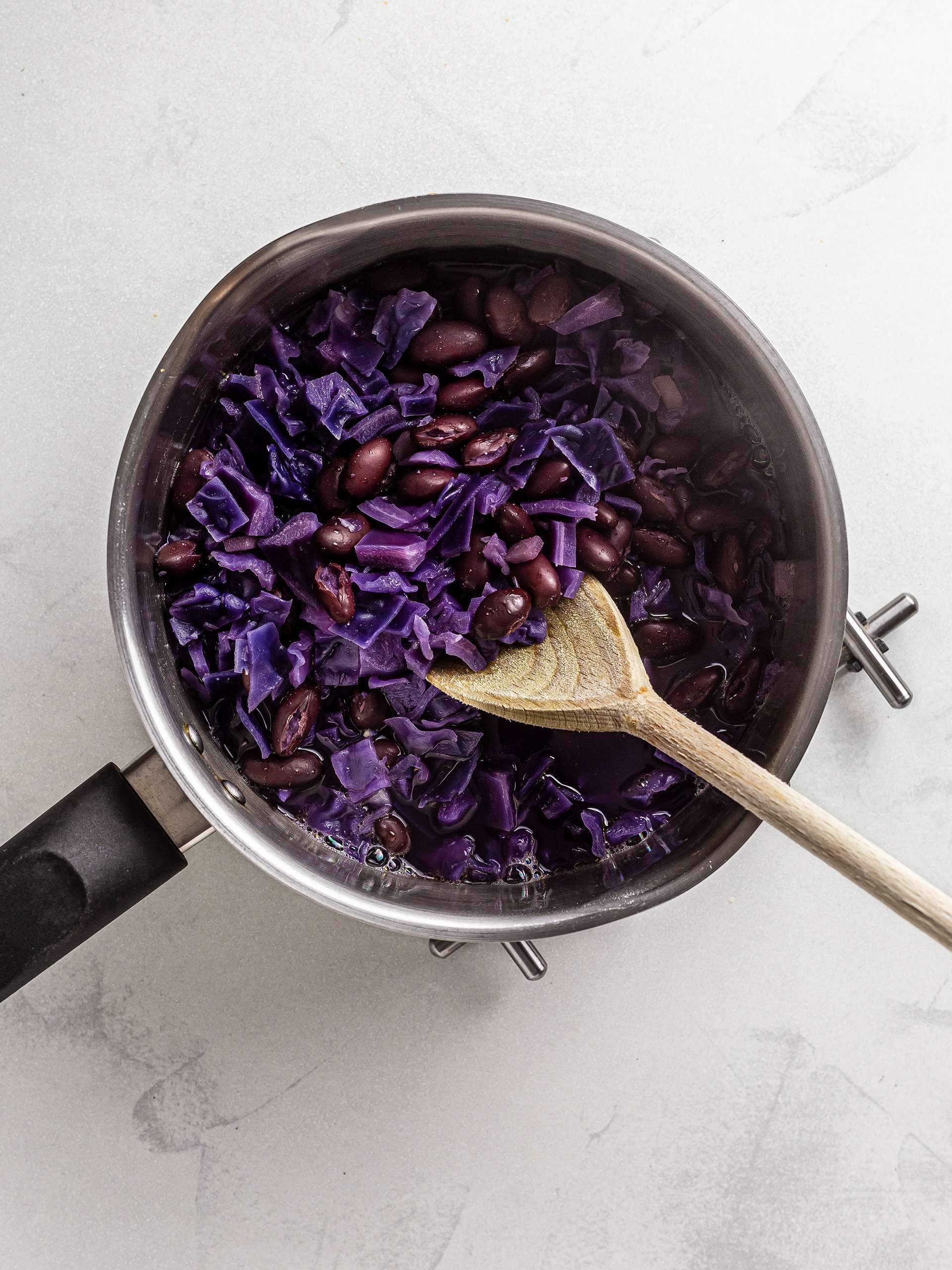 red cabbage stew in a pot