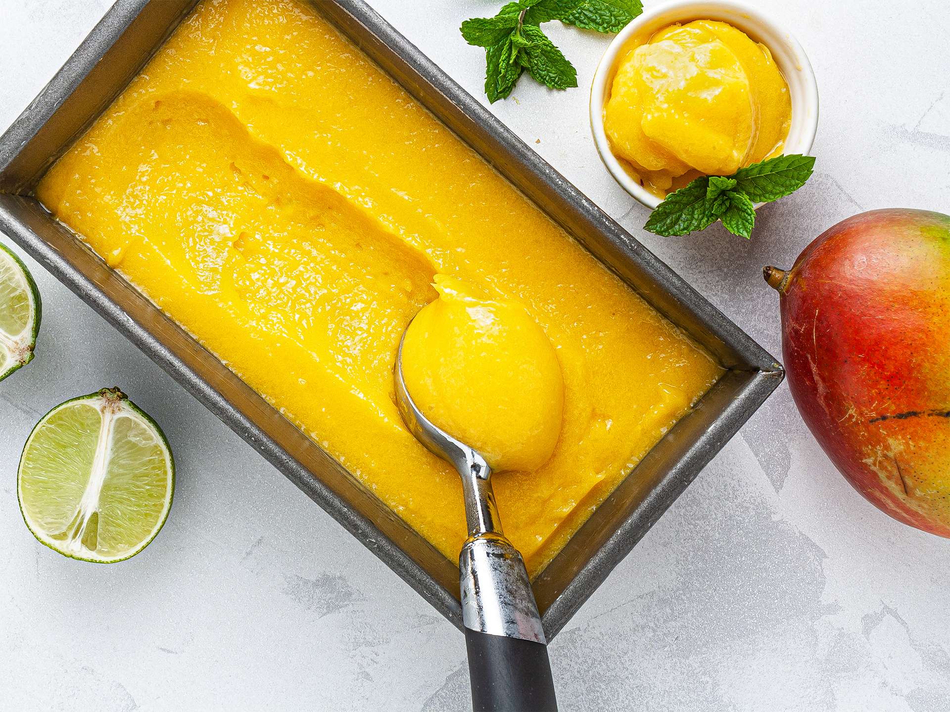 {Sugar-Free, Vegan} Mango Sorbet Recipe
