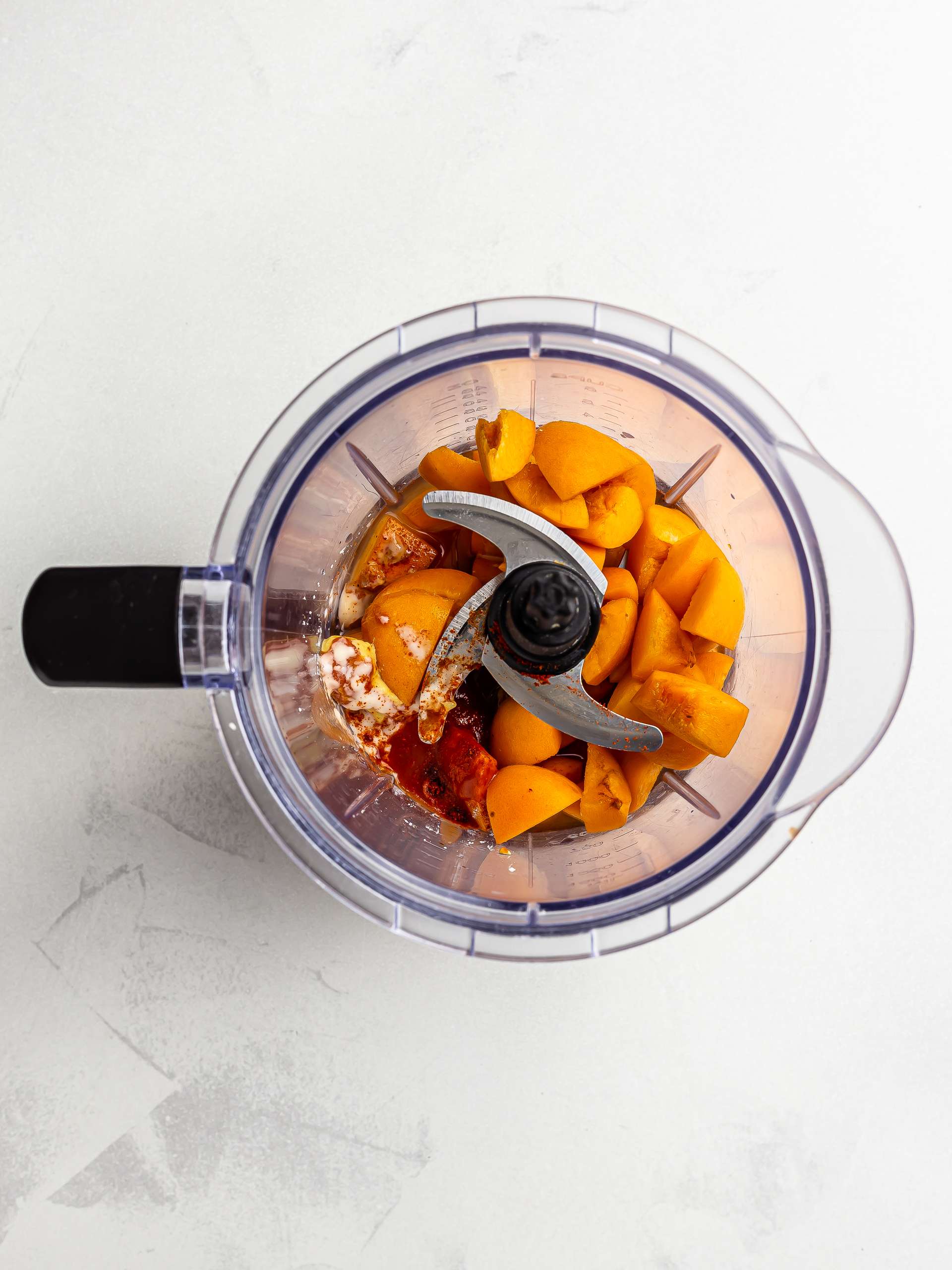 apricot bbq sauce ingredients in a blender