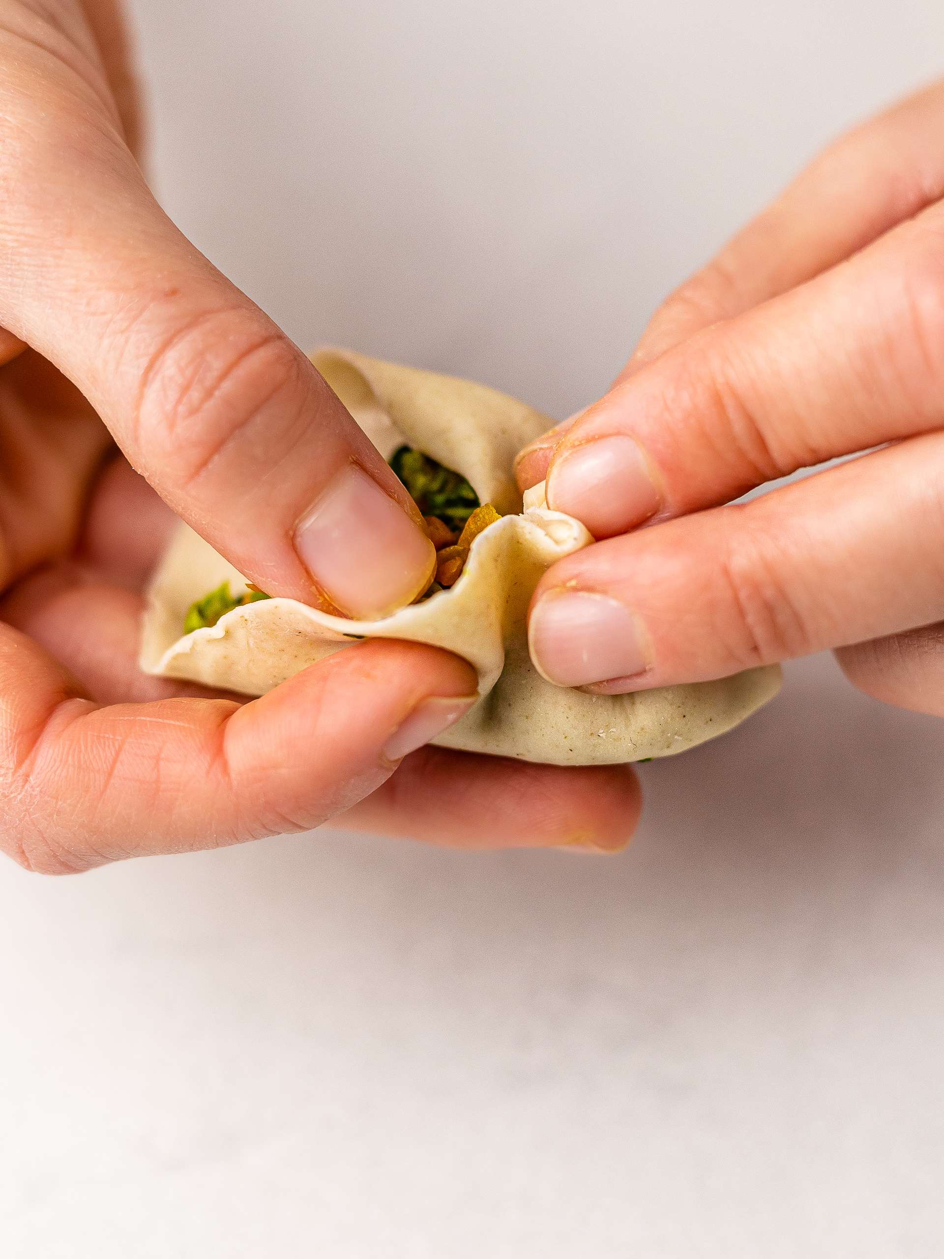 how to fold dumpling dough