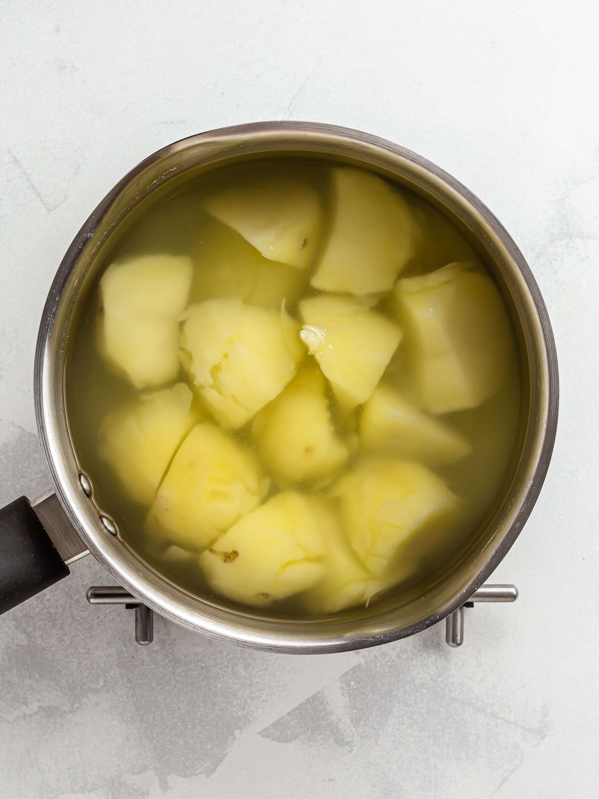 boiled potatoes in a pot