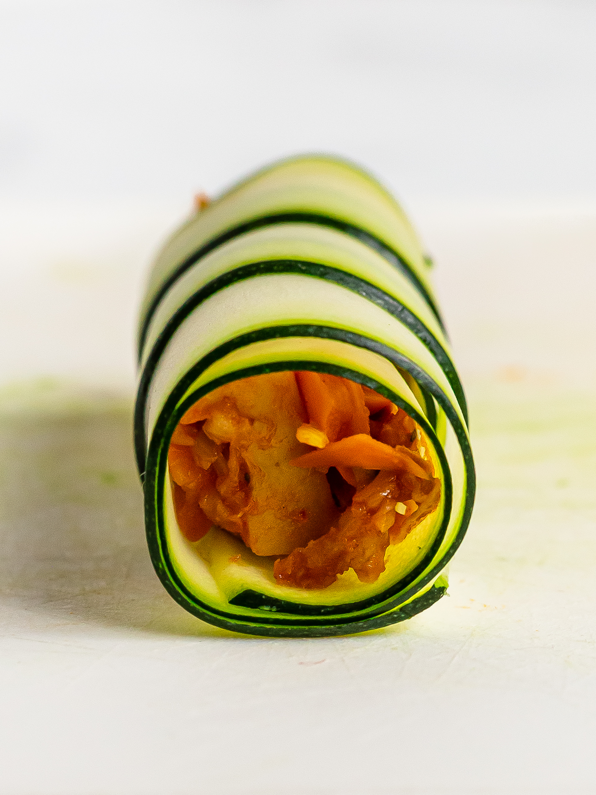 zucchini roll with jackfruit filling