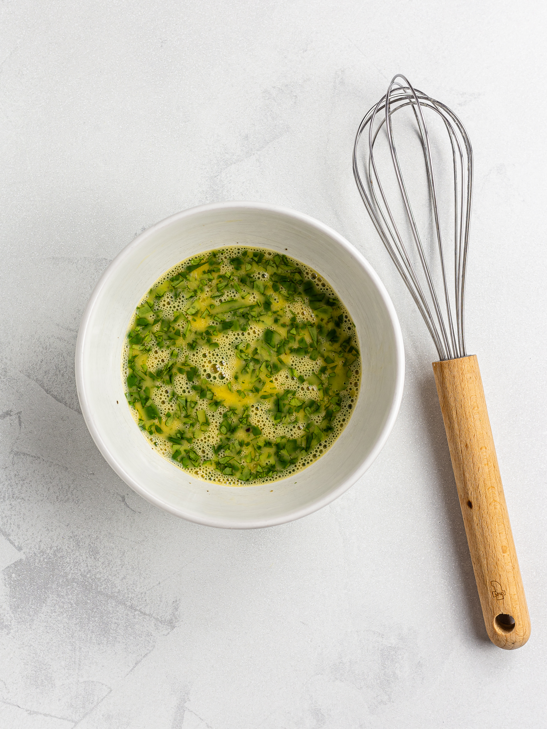 eggs beaten with fresh coriander