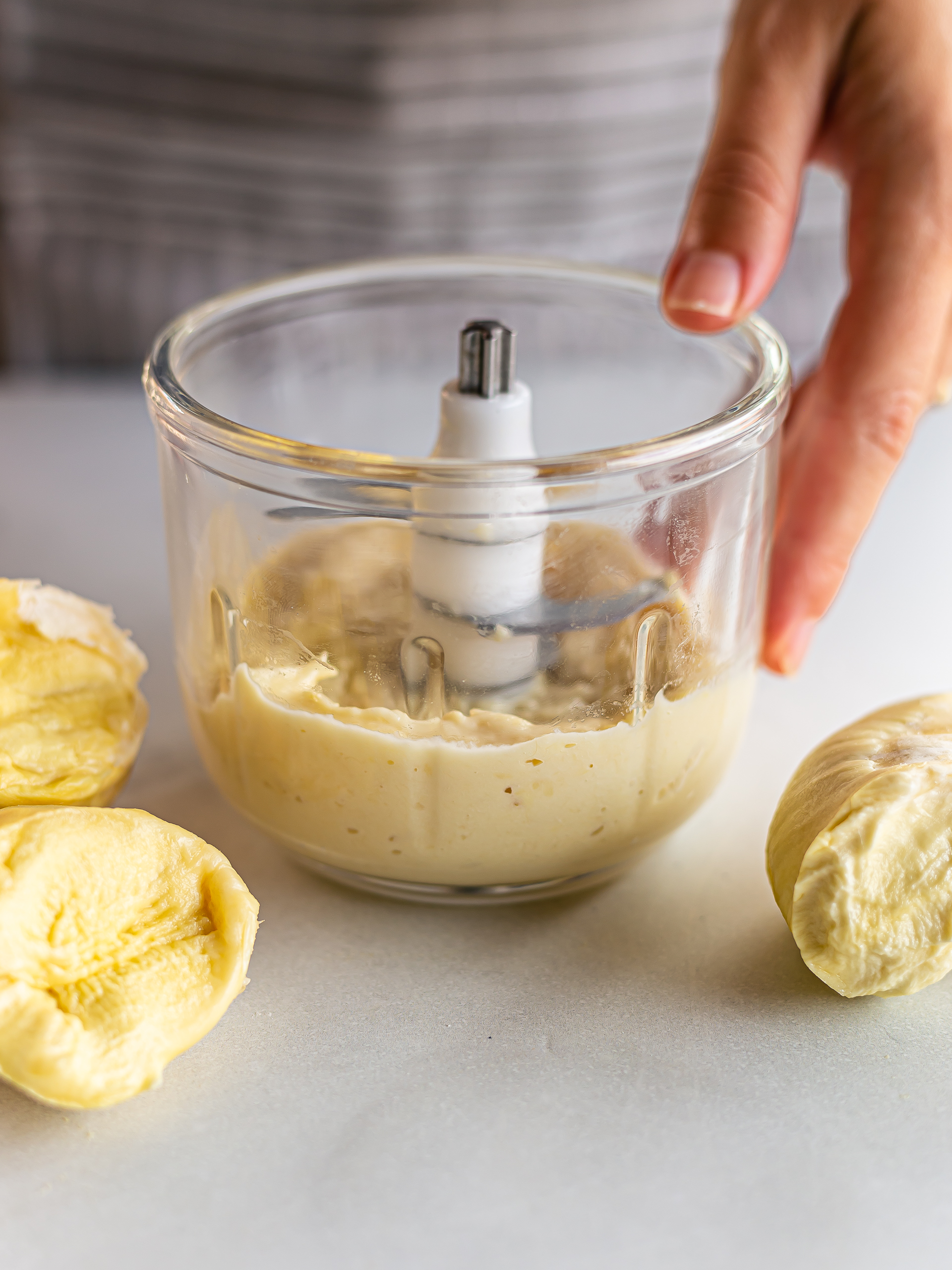 durian puree in a blender