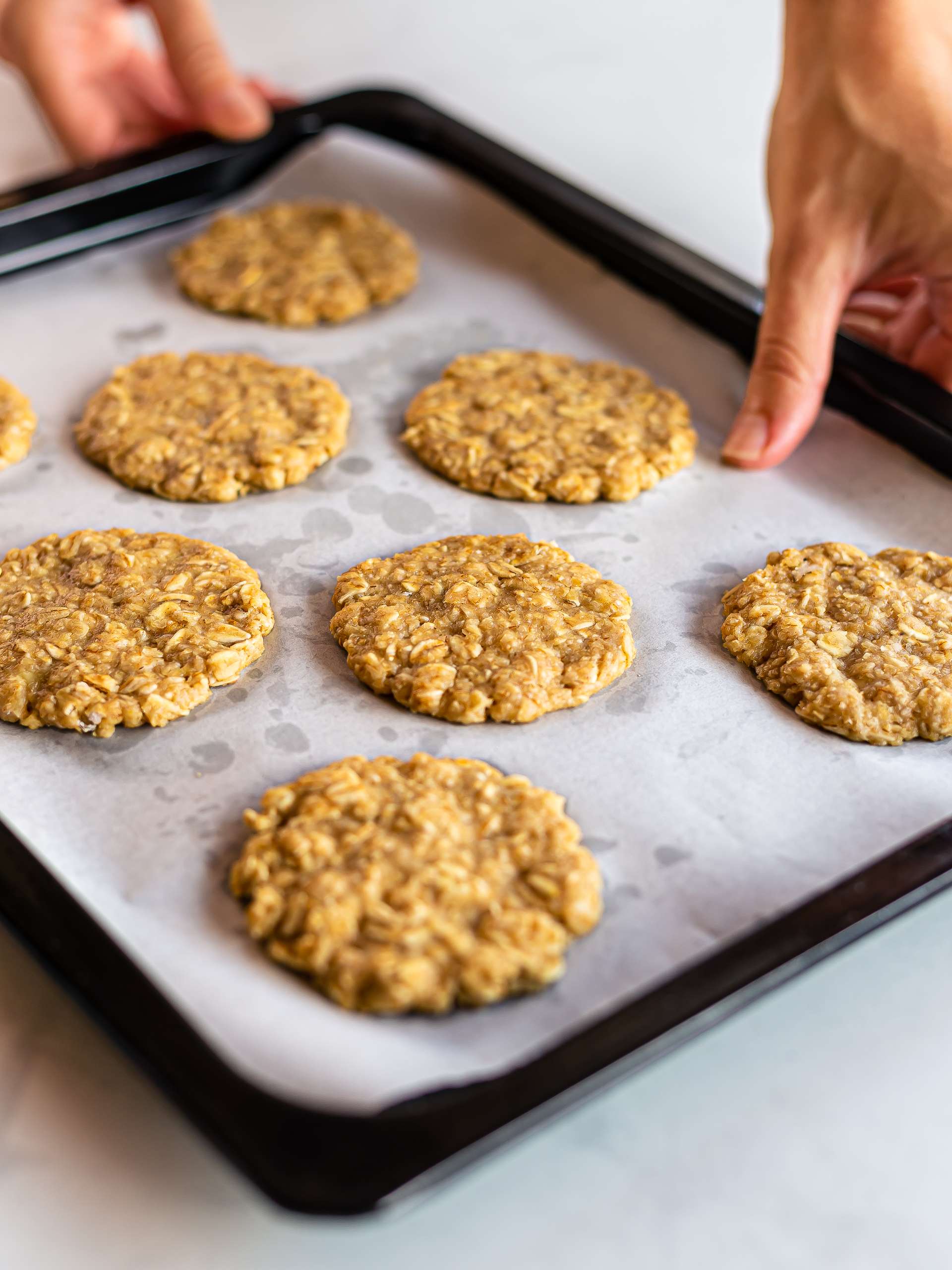oatmeal durian cookies on a tray