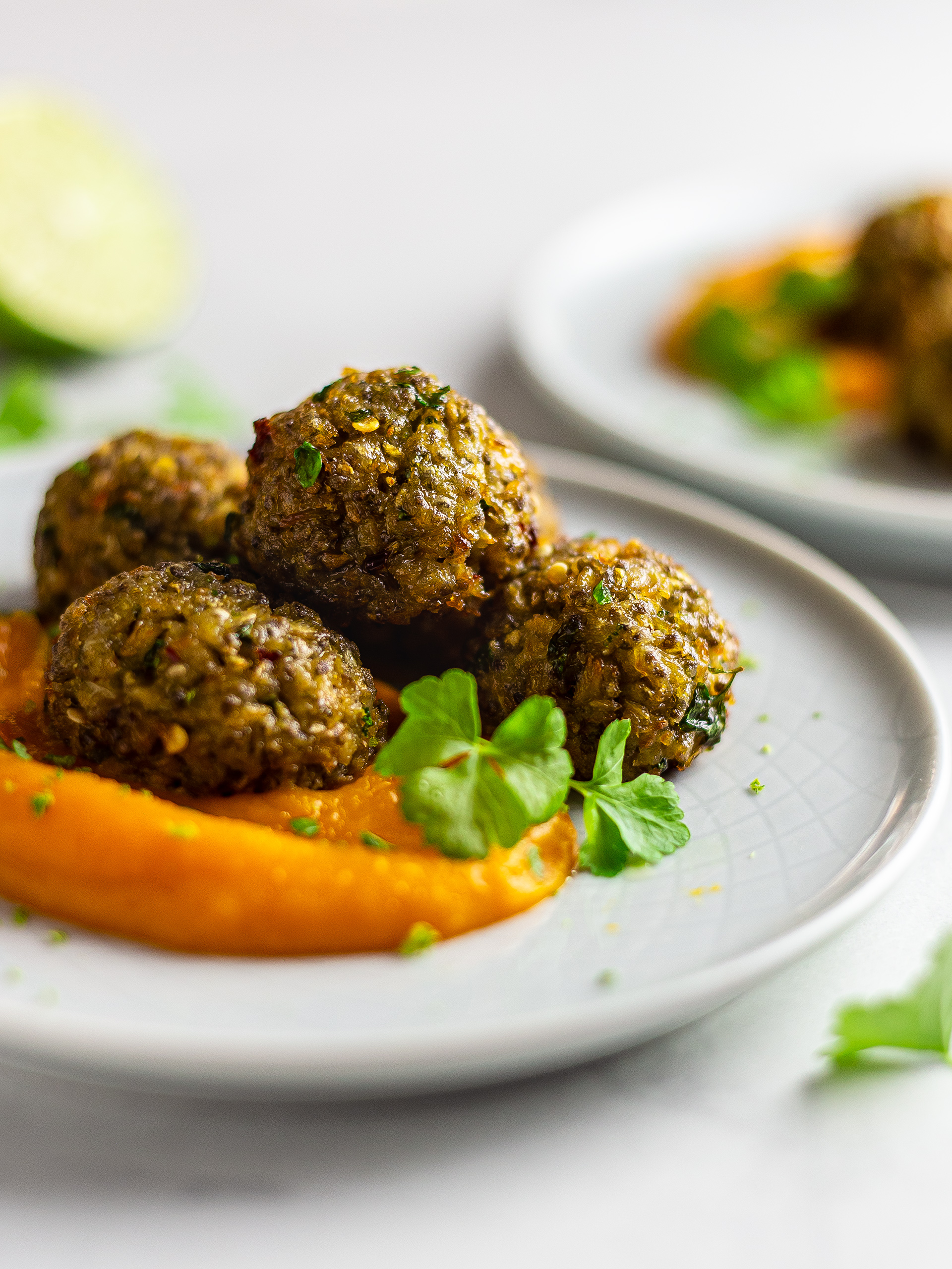 {Vegan, GF} King Oyster Mushroom Meatballs