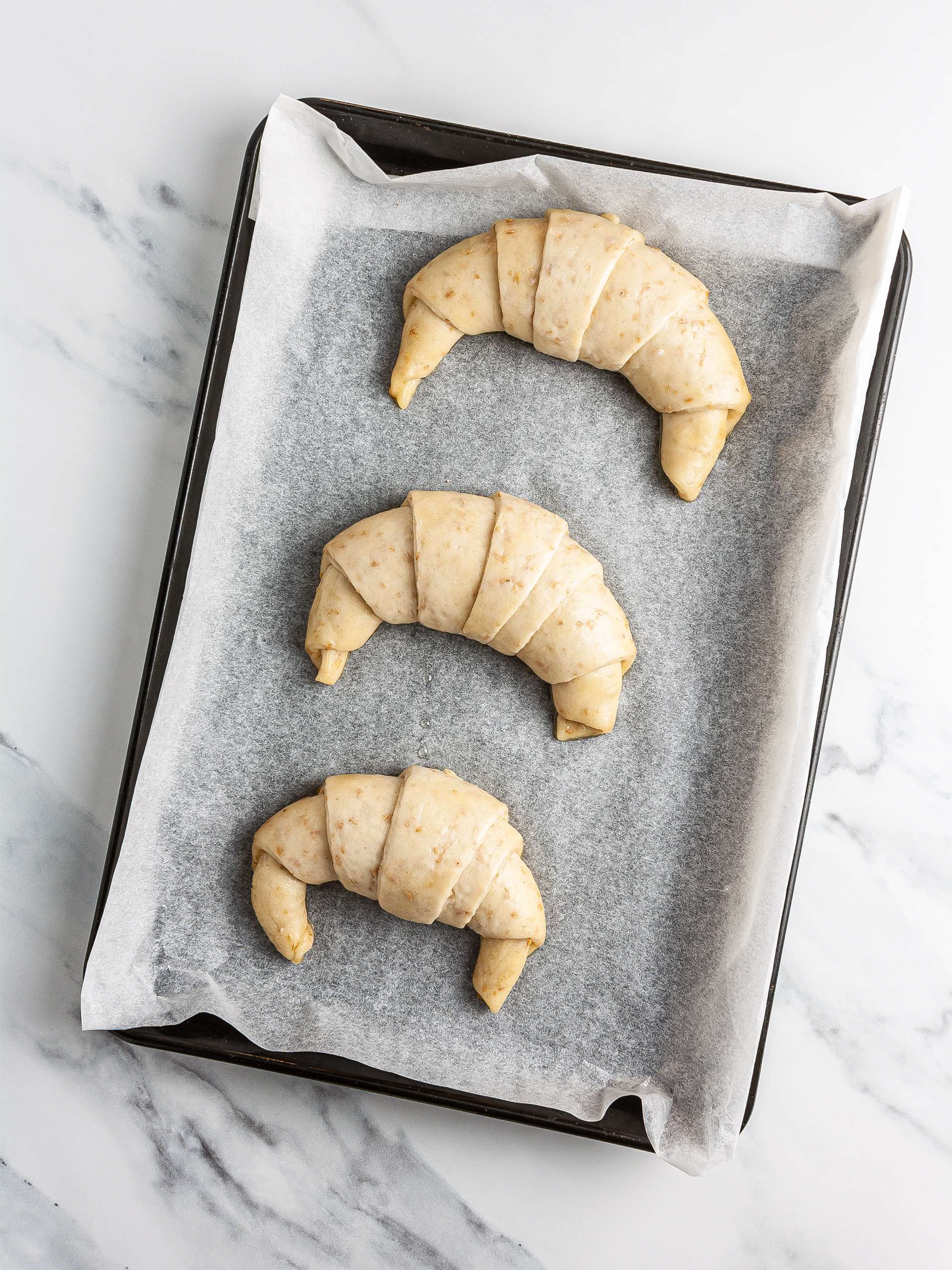 Proved croissant shapes