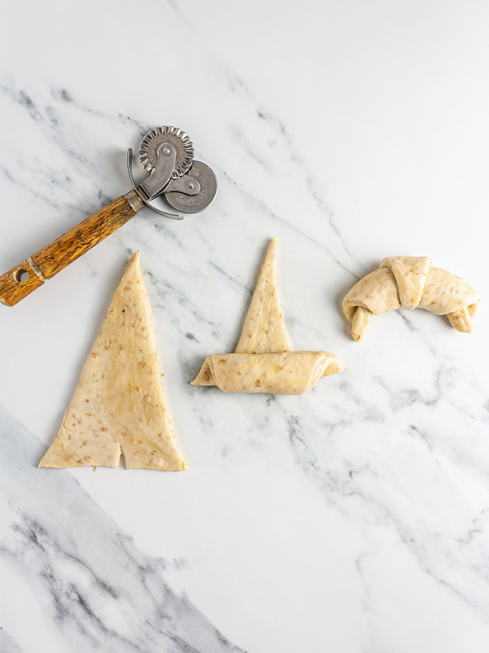 Cut and shaped croissants