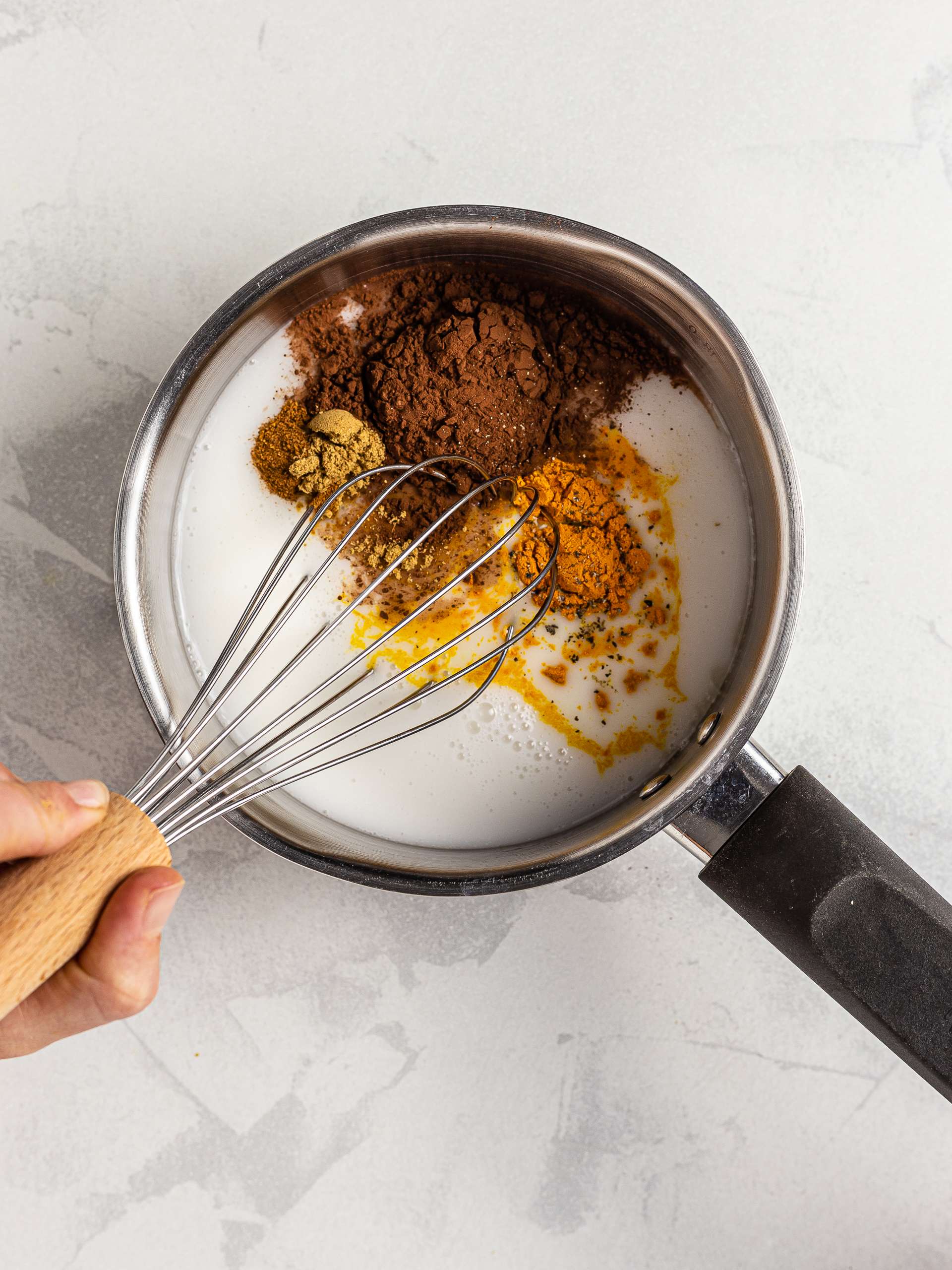 coconut mil with turmeric chocolate blend